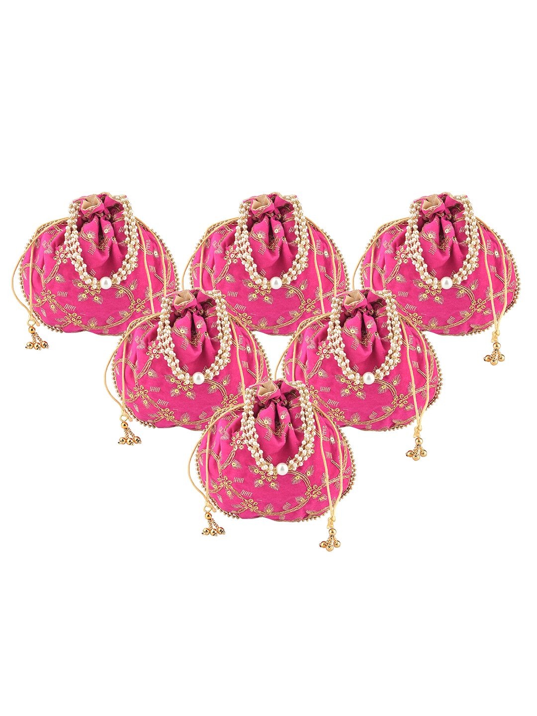 Kuber Industries 6 Pcs Polyester Potli Bags for Women Embroidered Potli Clutch, Pink
Kuber Industries 6 Pcs Polyester Potli Bags for Women Embroidered Potli Clutch, Pink