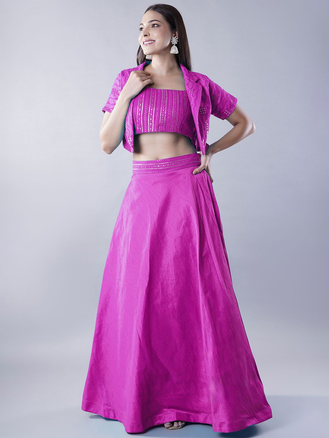 Utsav Fashion Embroidered Sequinned Shibori Ready to Wear Lehenga & Choli With Jacket, Pink
Utsav Fashion Embroidered Sequinned Shibori Ready to Wear Lehenga & Choli With Jacket, Pink