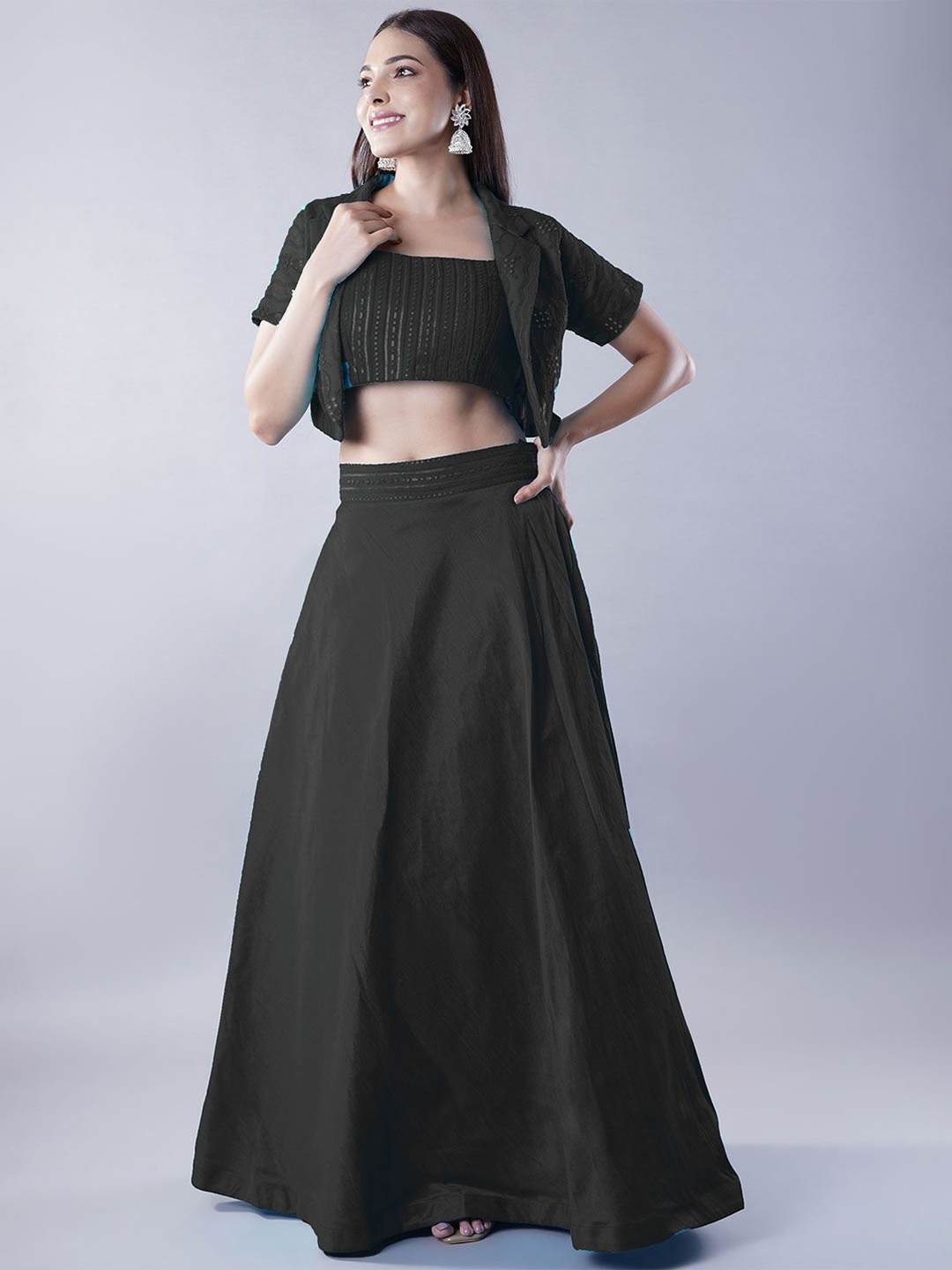 Utsav Fashion Embroidered Sequinned Shibori Ready to Wear Lehenga & Choli With Jacket, Black
Utsav Fashion Embroidered Sequinned Shibori Ready to Wear Lehenga & Choli With Jacket, Black