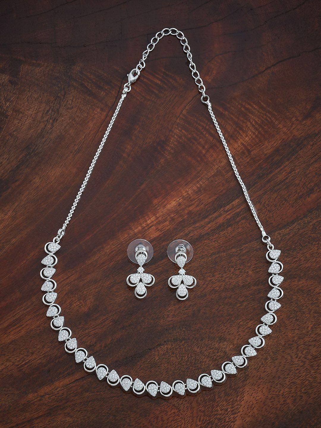 Kushal's Fashion Jewellery Rhodium-Plated Cubic Zirconia Stone-Studded Jewellery Set, Silver
Kushal's Fashion Jewellery Rhodium-Plated Cubic Zirconia Stone-Studded Jewellery Set, Silver