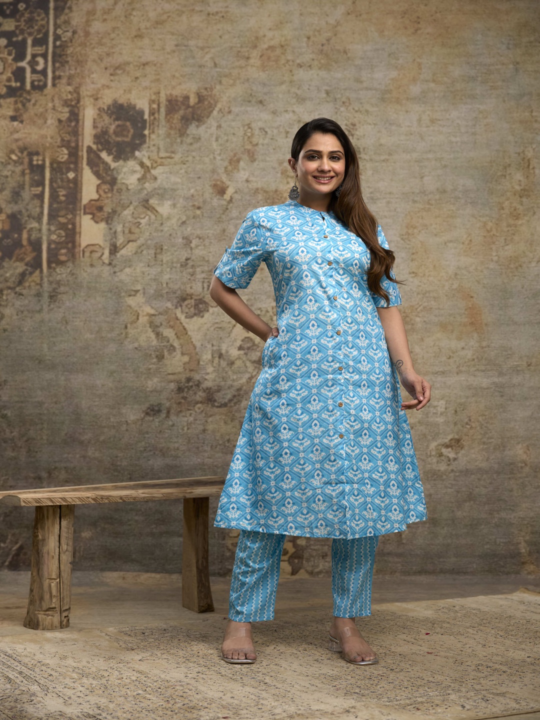 Angvarnika Women Ethnic Motifs Printed Regular Pure Cotton Kurta with Trousers, Blue
Angvarnika Women Ethnic Motifs Printed Regular Pure Cotton Kurta with Trousers, Blue