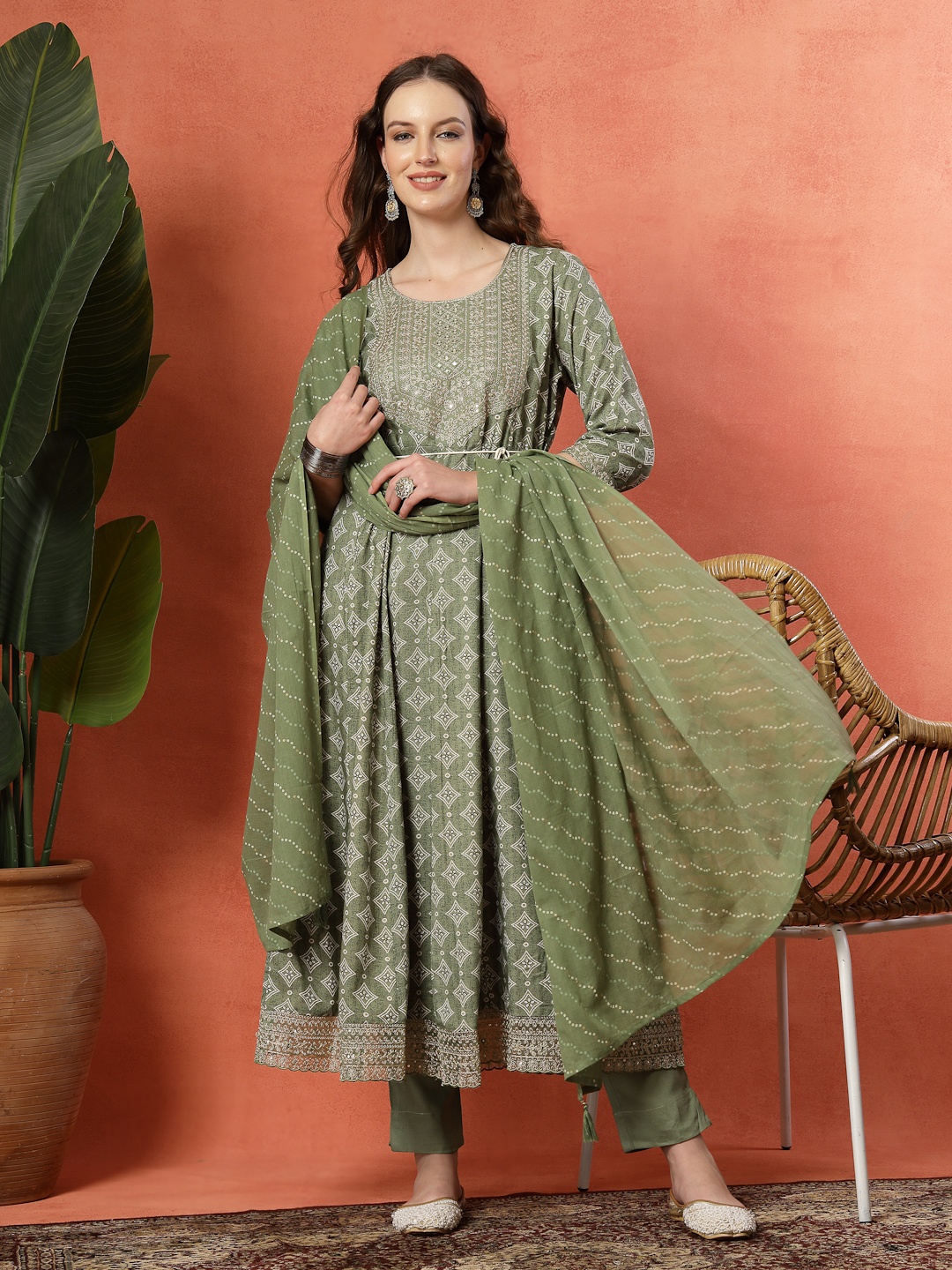 KALINI Women Ethnic Motifs Embroidered Regular Kurta with Trousers & With Dupatta, Green
KALINI Women Ethnic Motifs Embroidered Regular Kurta with Trousers & With Dupatta, Green
