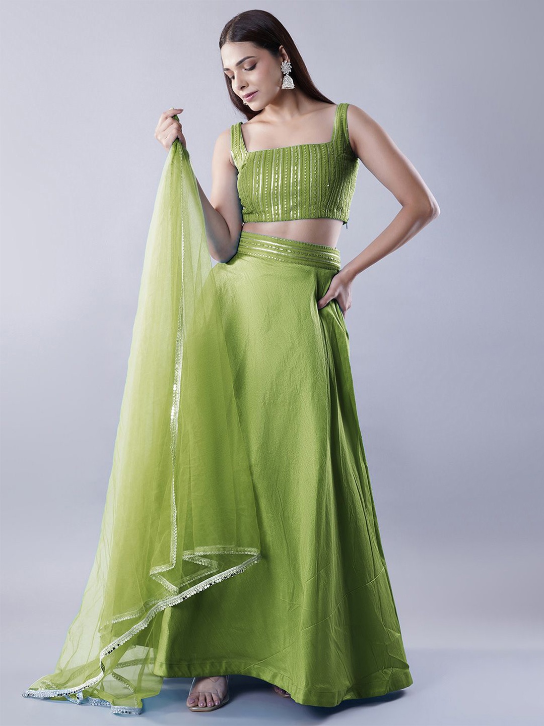 Utsav Fashion Embroidered Sequinned Shibori Ready to Wear Lehenga & Choli With Dupatta, Green
Utsav Fashion Embroidered Sequinned Shibori Ready to Wear Lehenga & Choli With Dupatta, Green
