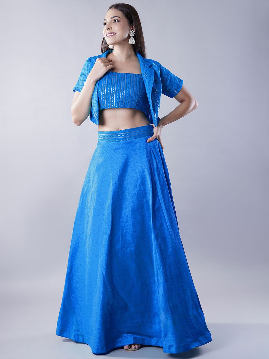 Utsav Fashion Embroidered Sequinned Shibori Ready to Wear Lehenga & Choli With Jacket, Blue
Utsav Fashion Embroidered Sequinned Shibori Ready to Wear Lehenga & Choli With Jacket, Blue