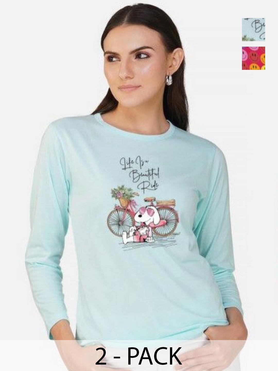 Metronaut Women Pack of 2 Bio Finish Graphic Printed Round Neck Cotton T-shirts, Turquoise blue
Metronaut Women Pack of 2 Bio Finish Graphic Printed Round Neck Cotton T-shirts, Turquoise blue