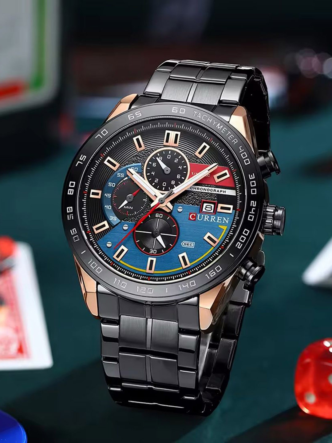 Curren Men Brass Dial & Stainless Steel Bracelet Style Straps Analogue Watch CR-8410-Black RG
Curren Men Brass Dial & Stainless Steel Bracelet Style Straps Analogue Watch CR-8410-Black RG