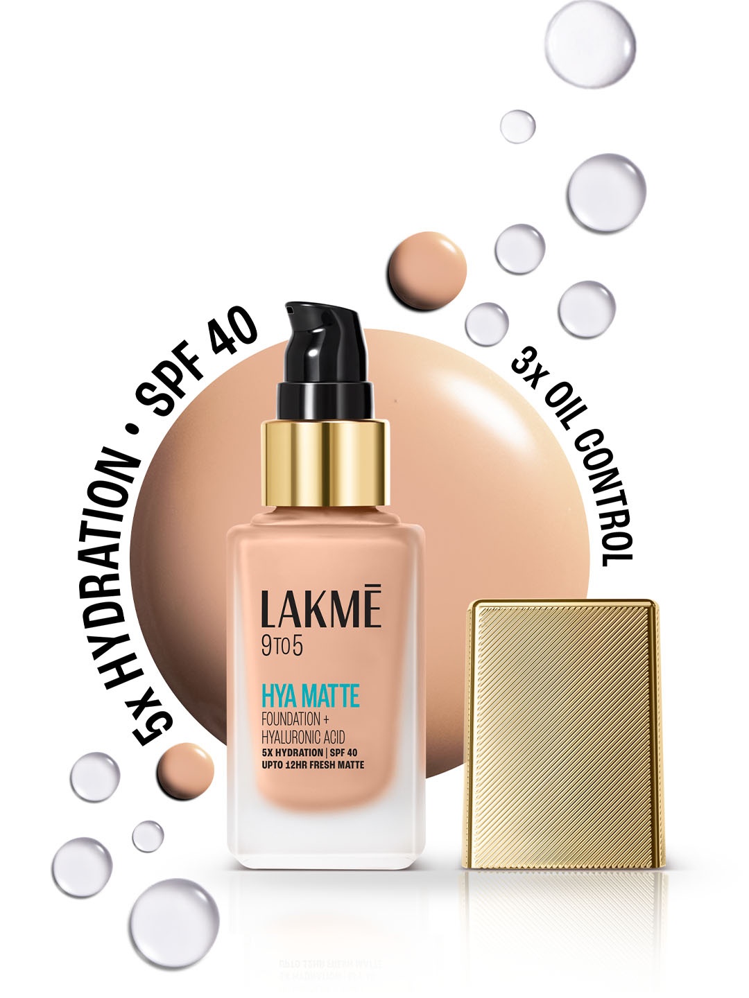 Lakme 9to5 Hya Matte SPF40 Foundation with Hyaluronic Acid 25ml - Warm Sand W160, Beige
Lakme 9to5 Hya Matte SPF40 Foundation with Hyaluronic Acid 25ml - Warm Sand W160, Beige