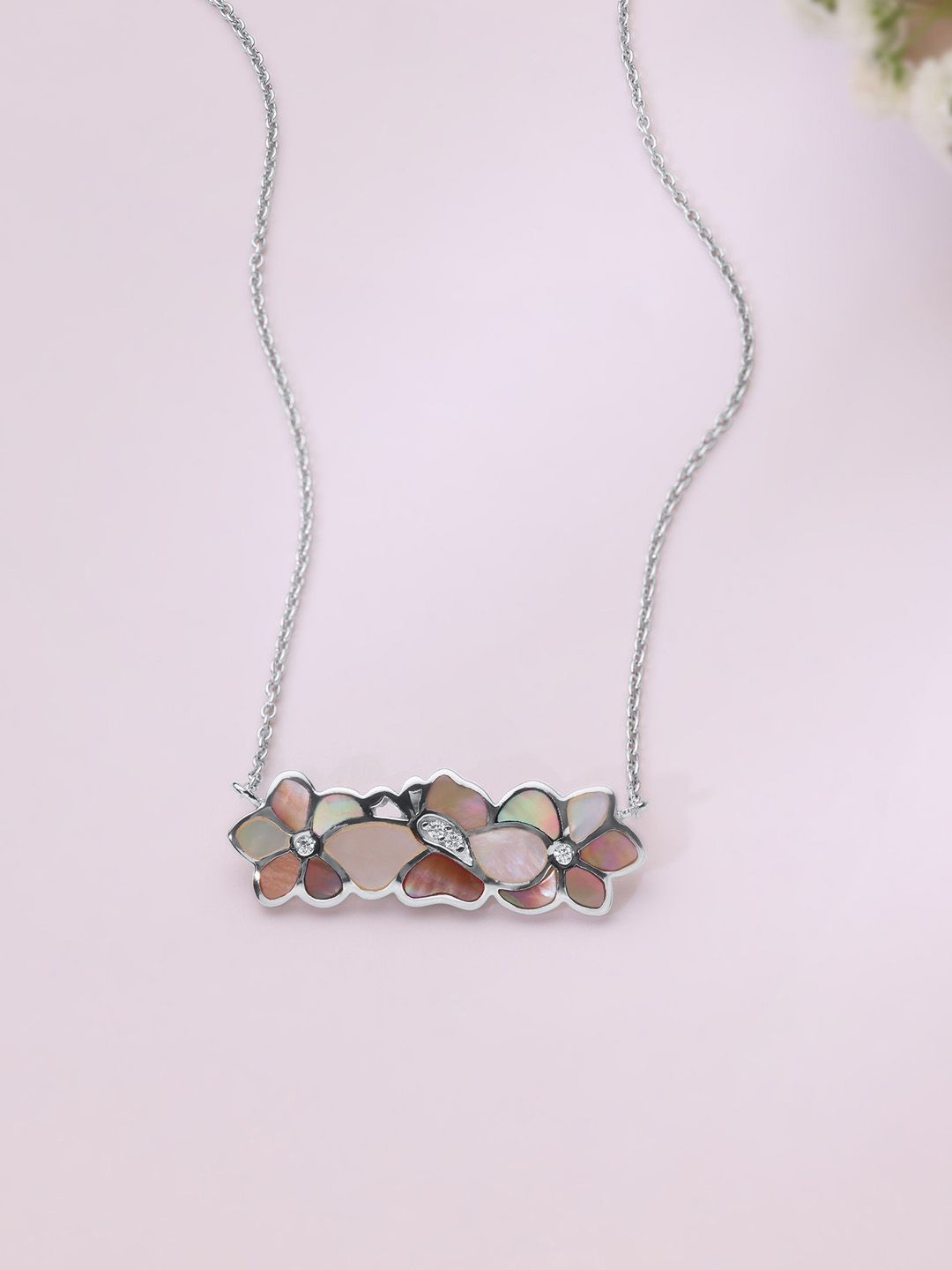 Mia by Tanishq Mother of Pearls Silver-Plated Minimal Necklace And Chains
Mia by Tanishq Mother of Pearls Silver-Plated Minimal Necklace And Chains