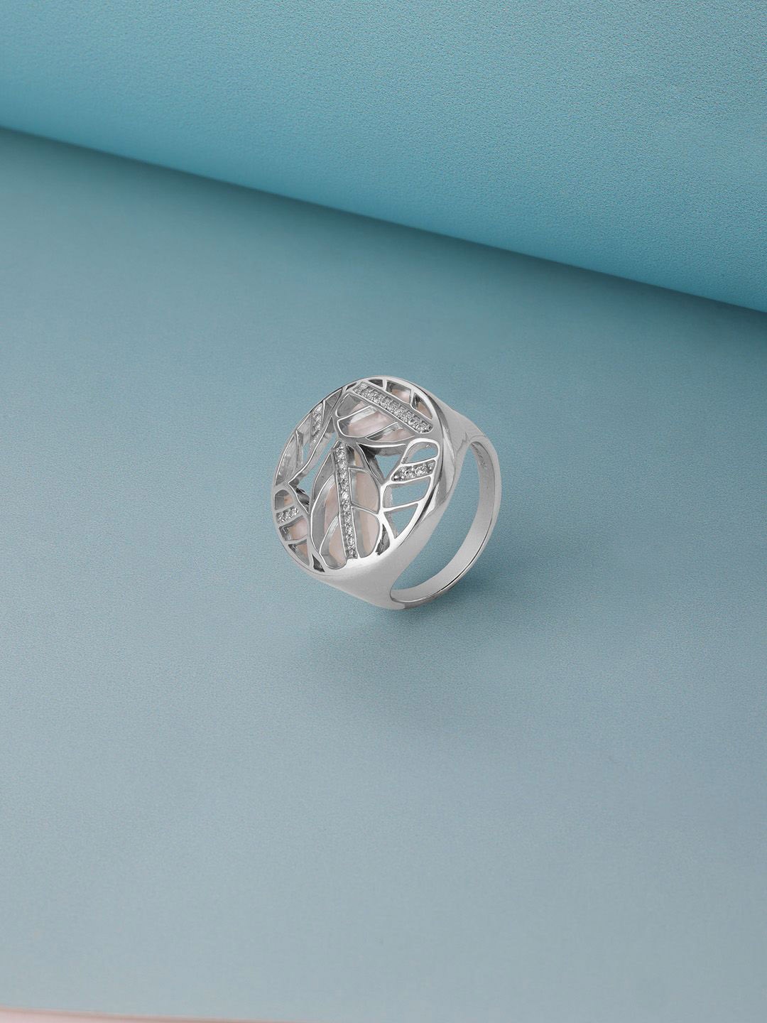 Mia by Tanishq 925 Sterling Silver Cubic Zirconia & Mother of Pearl Charming Finger Ring
Mia by Tanishq 925 Sterling Silver Cubic Zirconia & Mother of Pearl Charming Finger Ring