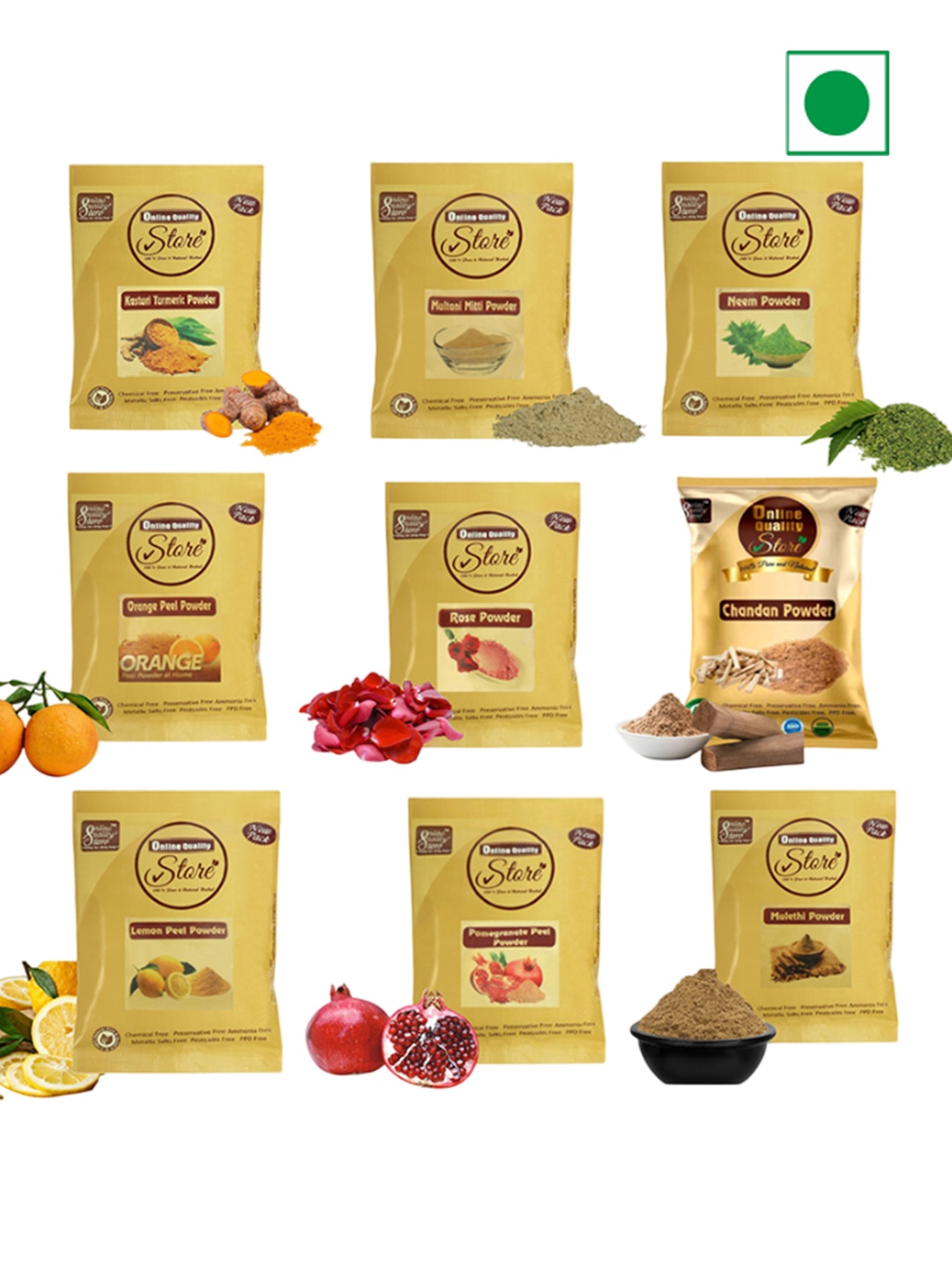 Online Quality Store Set Of 9 Natural Mask Powder For Acne Or Blemishes - 50 g Each, Beige
Online Quality Store Set Of 9 Natural Mask Powder For Acne Or Blemishes - 50 g Each, Beige