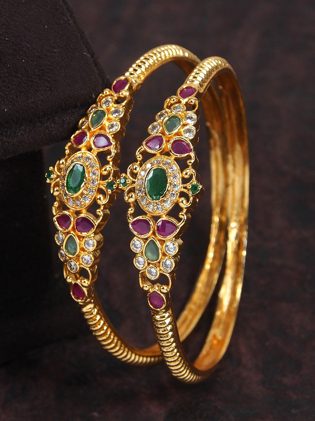 House of Pataudi Set Of 2 Gold-Plated American Diamond Studded Bangles 
House of Pataudi Set Of 2 Gold-Plated American Diamond Studded Bangles
