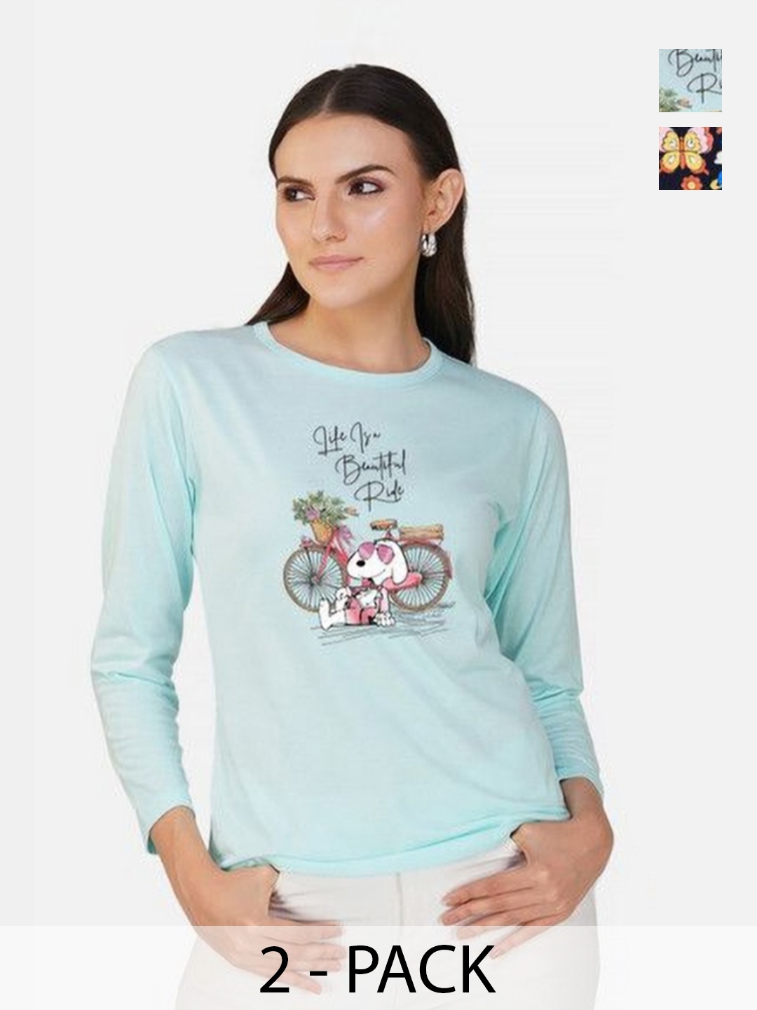 Metronaut Women Pack of 2 Bio Finish Graphic Printed Round Neck Cotton T-shirts, Turquoise blue
Metronaut Women Pack of 2 Bio Finish Graphic Printed Round Neck Cotton T-shirts, Turquoise blue