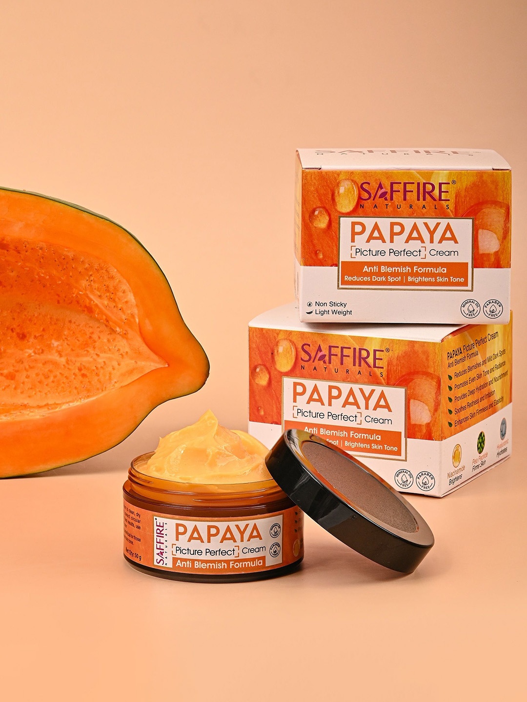 Saffire Naturals Papaya Picture Perfect Cream With Anti Blemish Formula - 50 g, Orange
Saffire Naturals Papaya Picture Perfect Cream With Anti Blemish Formula - 50 g, Orange