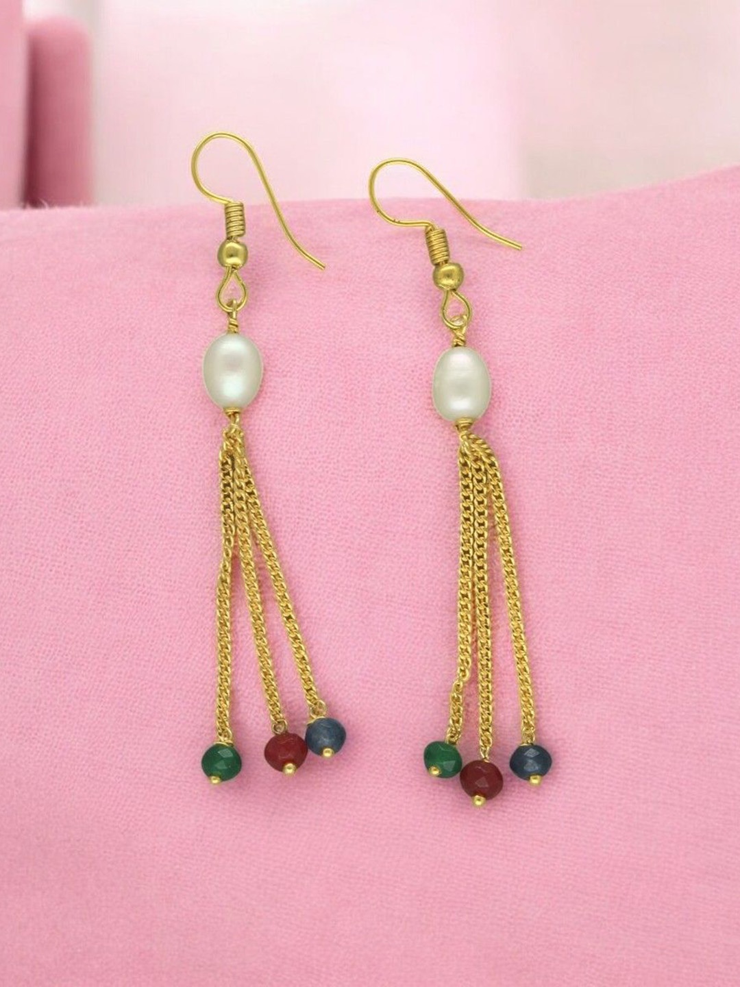 Sri Jagdamba Pearls Dealer Valeria Gold-Plated Pearls Beaded Contemporary Drop Earrings
Sri Jagdamba Pearls Dealer Valeria Gold-Plated Pearls Beaded Contemporary Drop Earrings