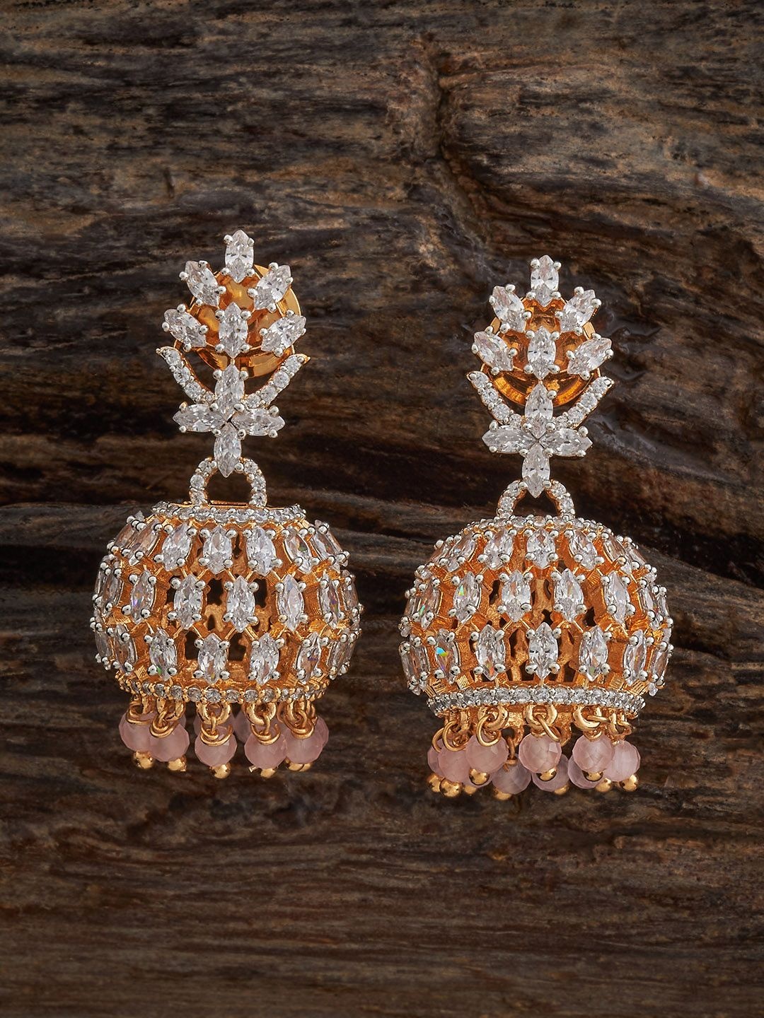 Kushal's Fashion Jewellery Rhodium Gold-Plated Party Zircon Dome Shaped Jhumkas Earrings
Kushal's Fashion Jewellery Rhodium Gold-Plated Party Zircon Dome Shaped Jhumkas Earrings