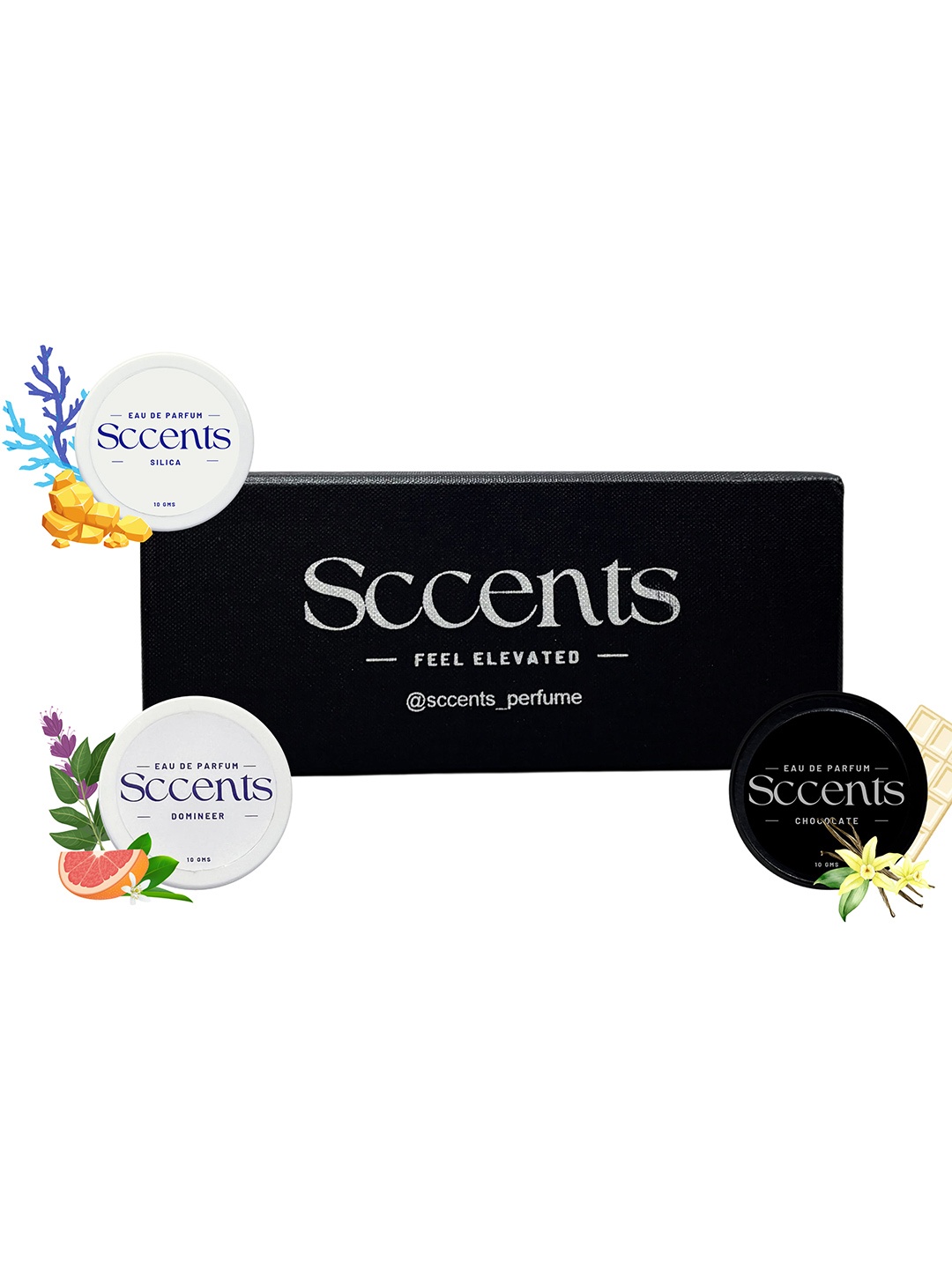 Sccents Set Of 3 Chocolate, Silica & Domineer Long Lasting Solid Perfume - 10 g Each, White
Sccents Set Of 3 Chocolate, Silica & Domineer Long Lasting Solid Perfume - 10 g Each, White