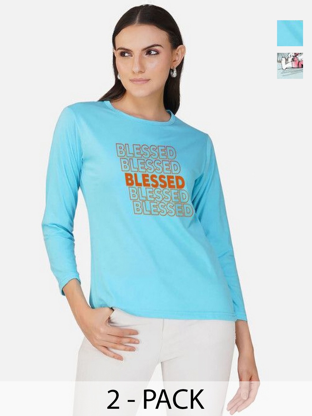 Metronaut Women Pack of 2 Bio Finish Graphic Printed Round Neck Cotton T-shirts, Turquoise blue
Metronaut Women Pack of 2 Bio Finish Graphic Printed Round Neck Cotton T-shirts, Turquoise blue