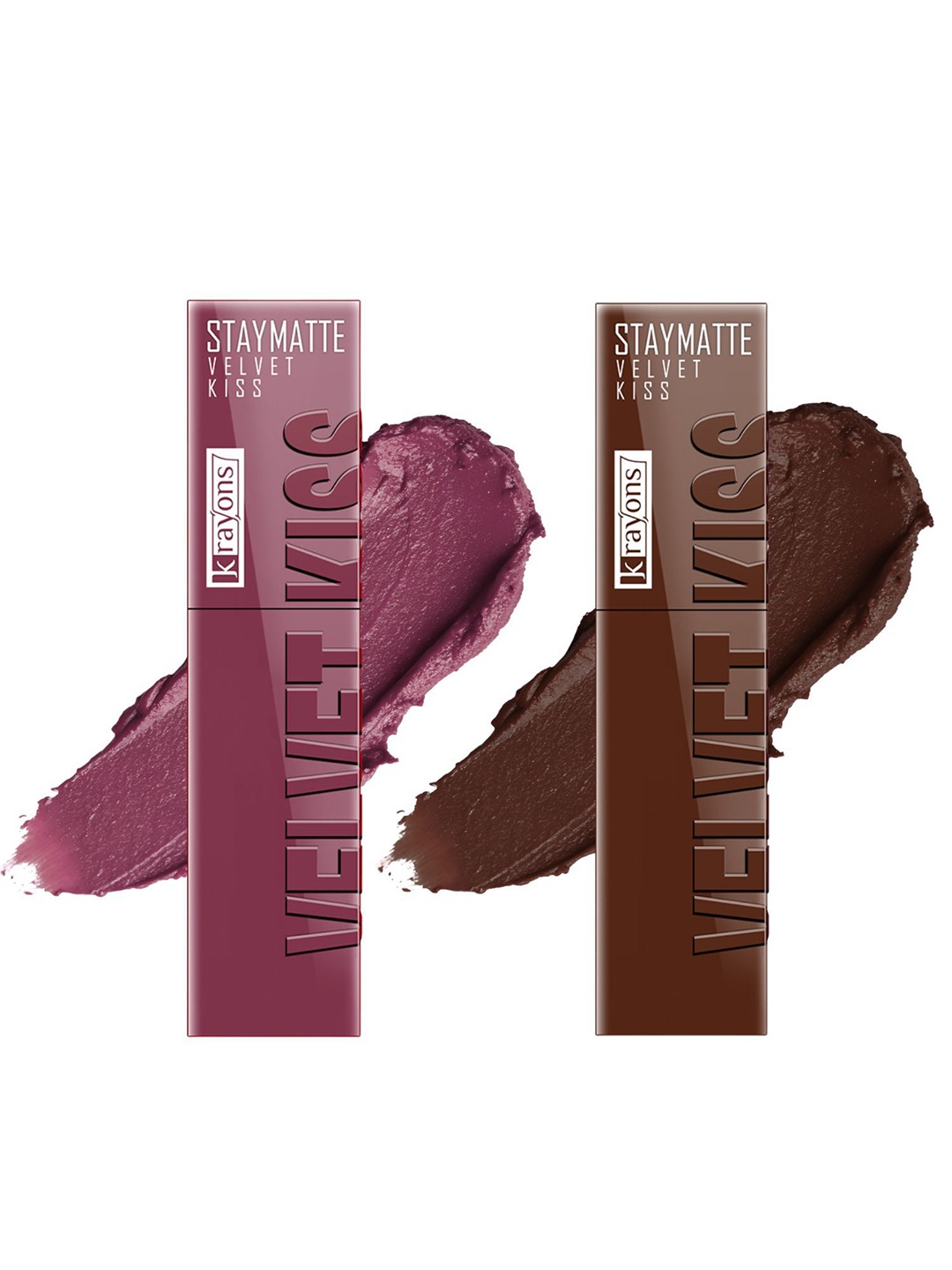 krayons StayMatte Velvet Kiss Set Of 2 Liquid Lipstick-Dusty Mauve 04-Dark Chocolate 07, Coffee brown
krayons StayMatte Velvet Kiss Set Of 2 Liquid Lipstick-Dusty Mauve 04-Dark Chocolate 07, Coffee brown