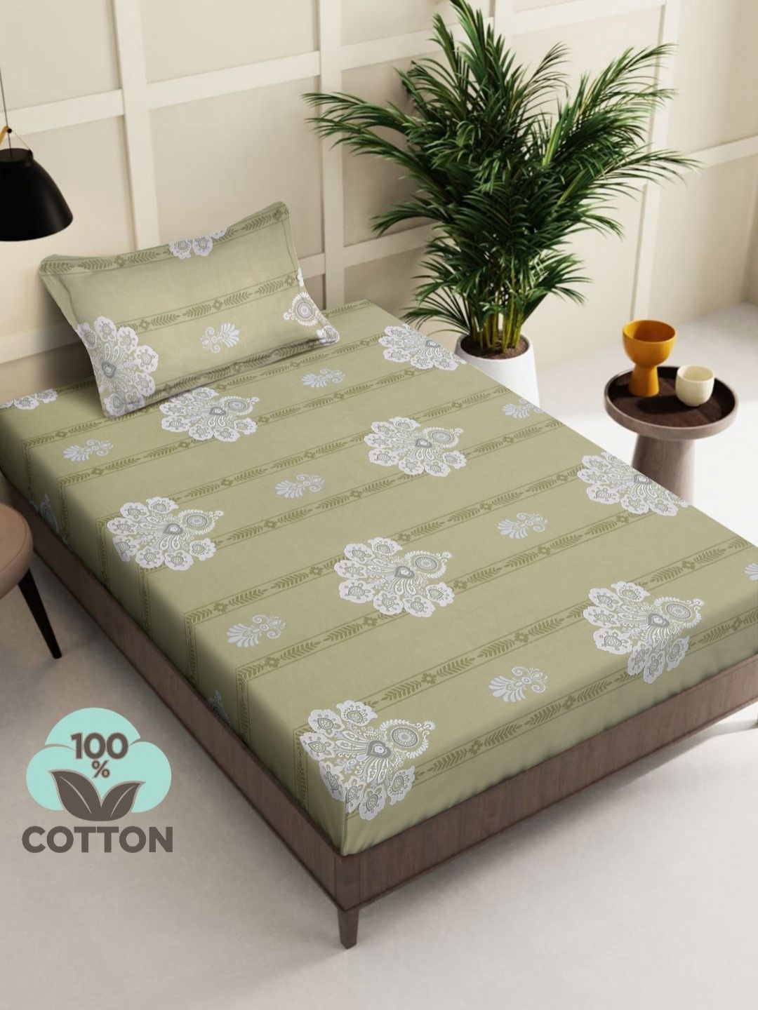 Myntra Elegant Homes Olive Green & White Floral 400 TC Single Bedsheet with 1 Pillow Covers
Myntra Elegant Homes Olive Green & White Floral 400 TC Single Bedsheet with 1 Pillow Covers