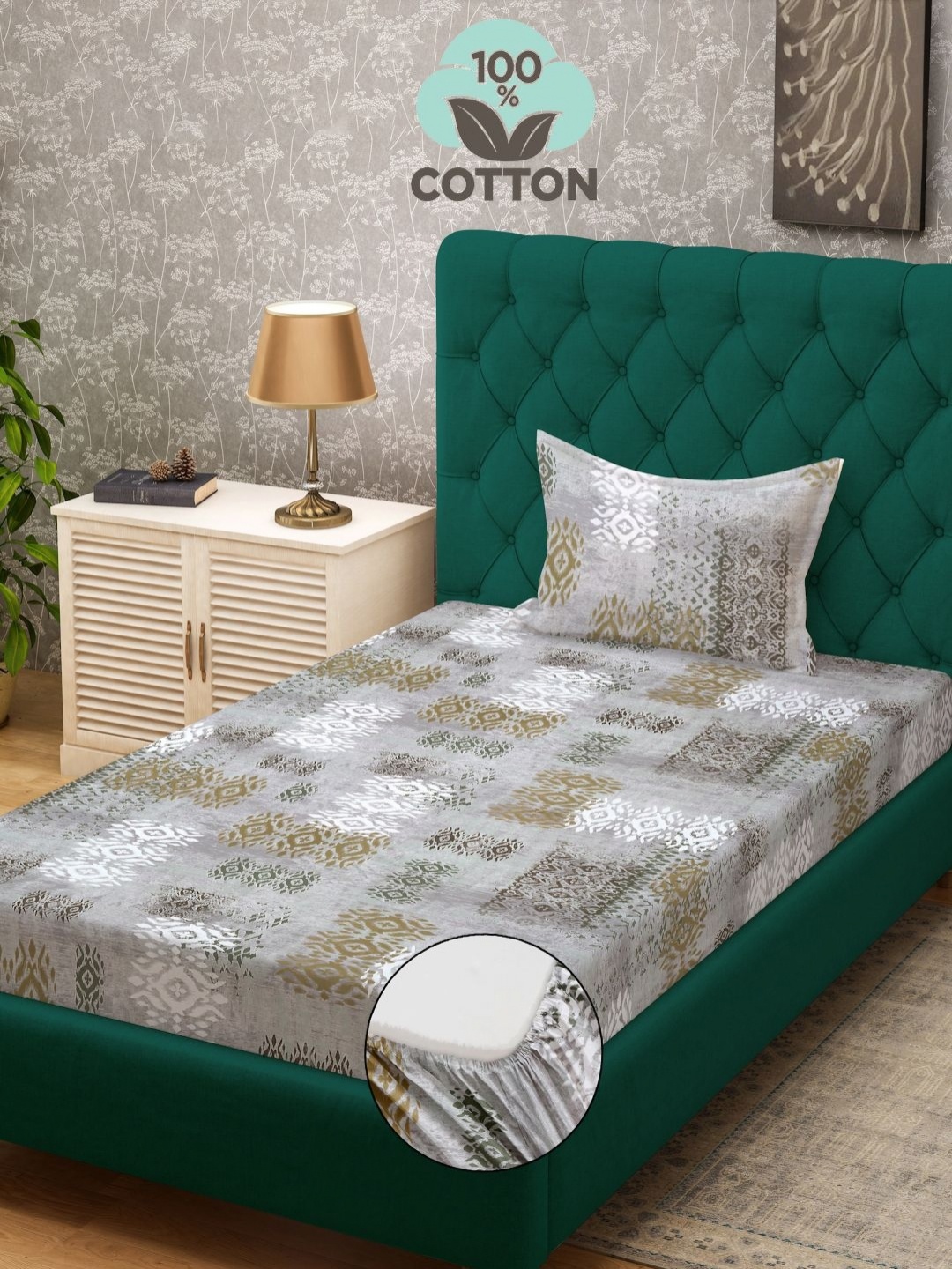 Myntra Elegant Homes Grey & White Geometric 400 TC Single Bedsheet with 1 Pillow Covers
Myntra Elegant Homes Grey & White Geometric 400 TC Single Bedsheet with 1 Pillow Covers