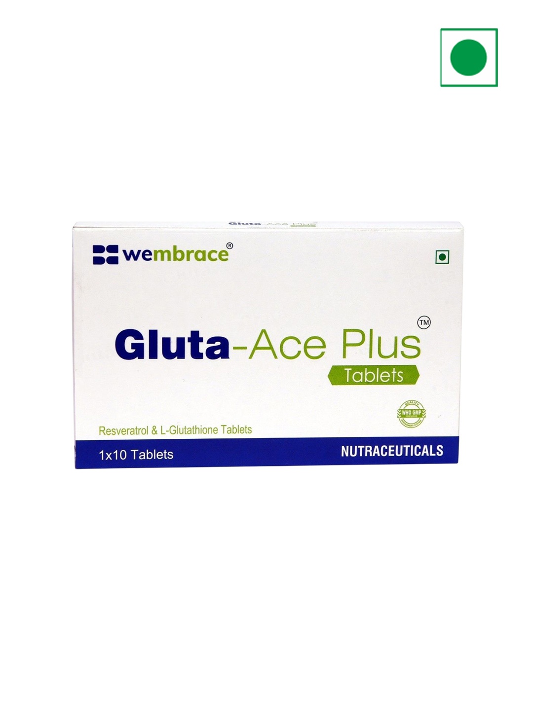 Gluta Ace Plus 500 mg Glutathione & Resveratrol Powerful Antioxidant Support - 10 Tab, Green
Gluta Ace Plus 500 mg Glutathione & Resveratrol Powerful Antioxidant Support - 10 Tab, Green