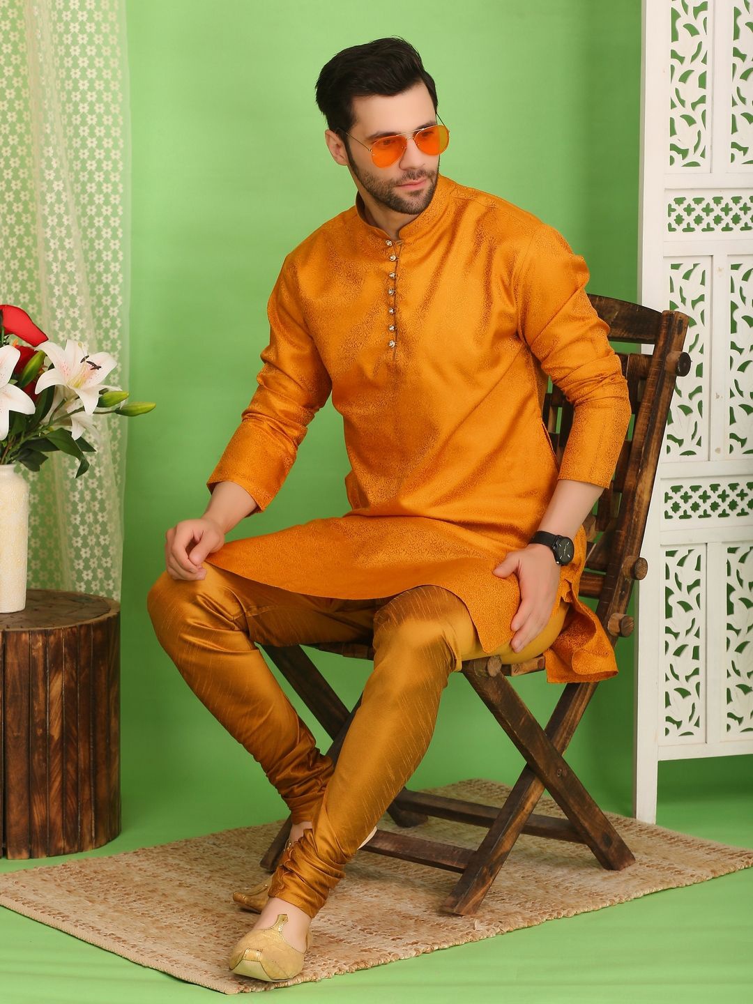 Sydney Heights Floral Woven Design Mandarin Collar Straight Kurta With Churidar, Yellow
Sydney Heights Floral Woven Design Mandarin Collar Straight Kurta With Churidar, Yellow