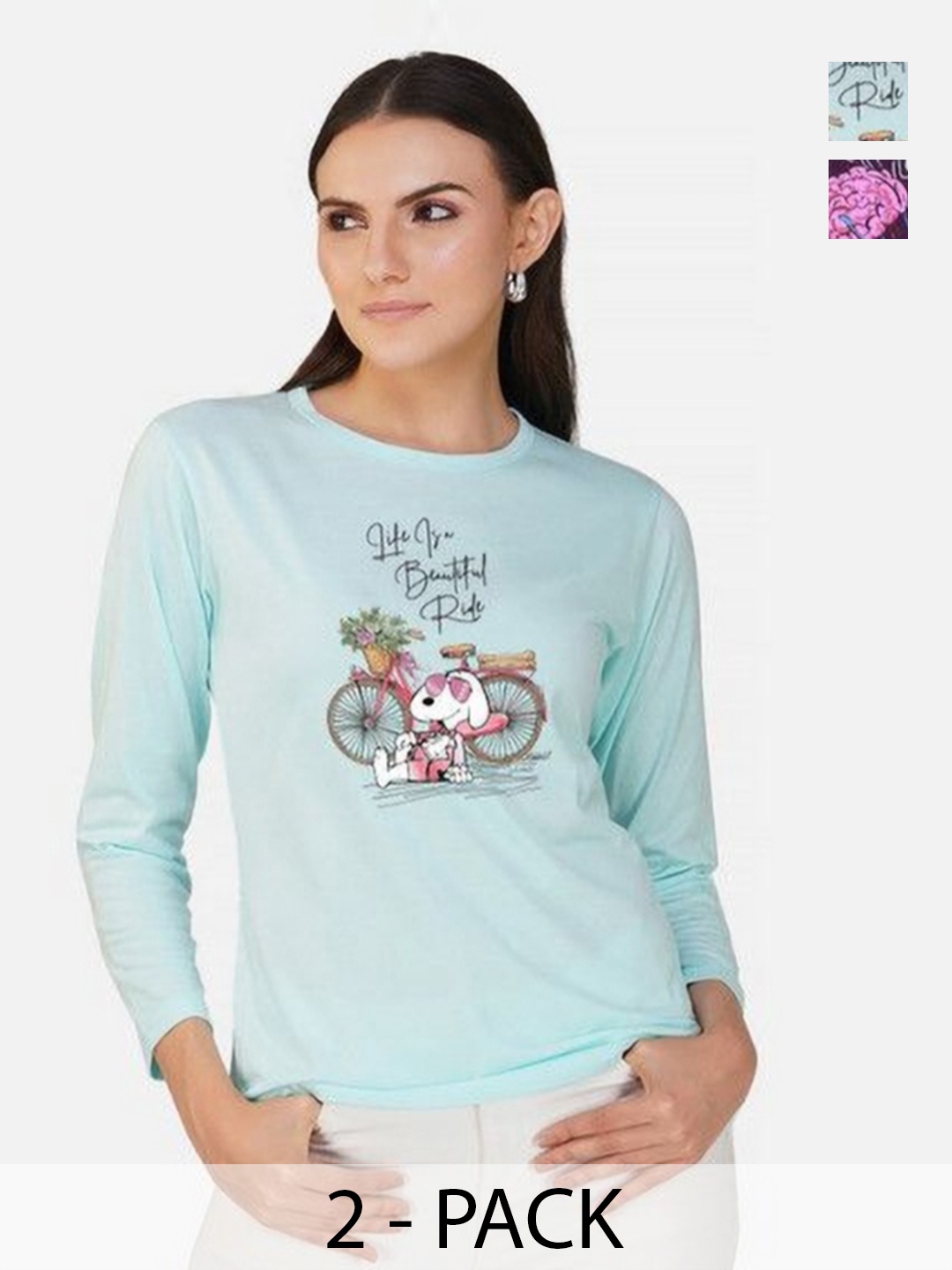 Metronaut Women Pack of 2 Bio Finish Graphic Printed Round Neck Cotton T-shirts, Turquoise blue
Metronaut Women Pack of 2 Bio Finish Graphic Printed Round Neck Cotton T-shirts, Turquoise blue