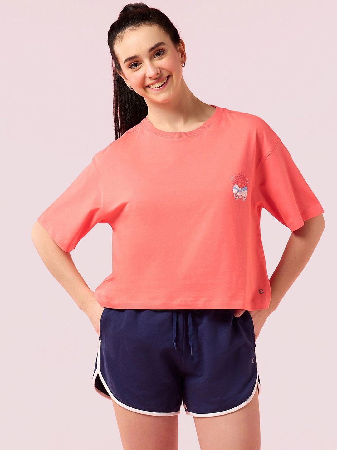 Enamor Graphic Printed Pure Cotton Oversized Fit Crew Neck Lounge T-Shirt, Coral
Enamor Graphic Printed Pure Cotton Oversized Fit Crew Neck Lounge T-Shirt, Coral