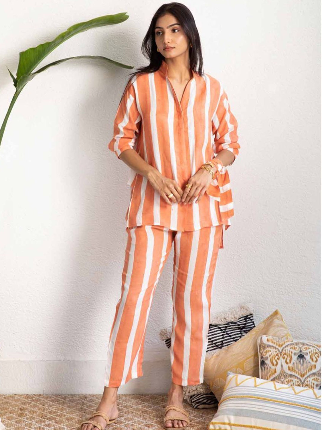Jade & Julie Printed Pure Cotton Mandarin Collar Top With Trousers Co-Ords, Orange
Jade & Julie Printed Pure Cotton Mandarin Collar Top With Trousers Co-Ords, Orange