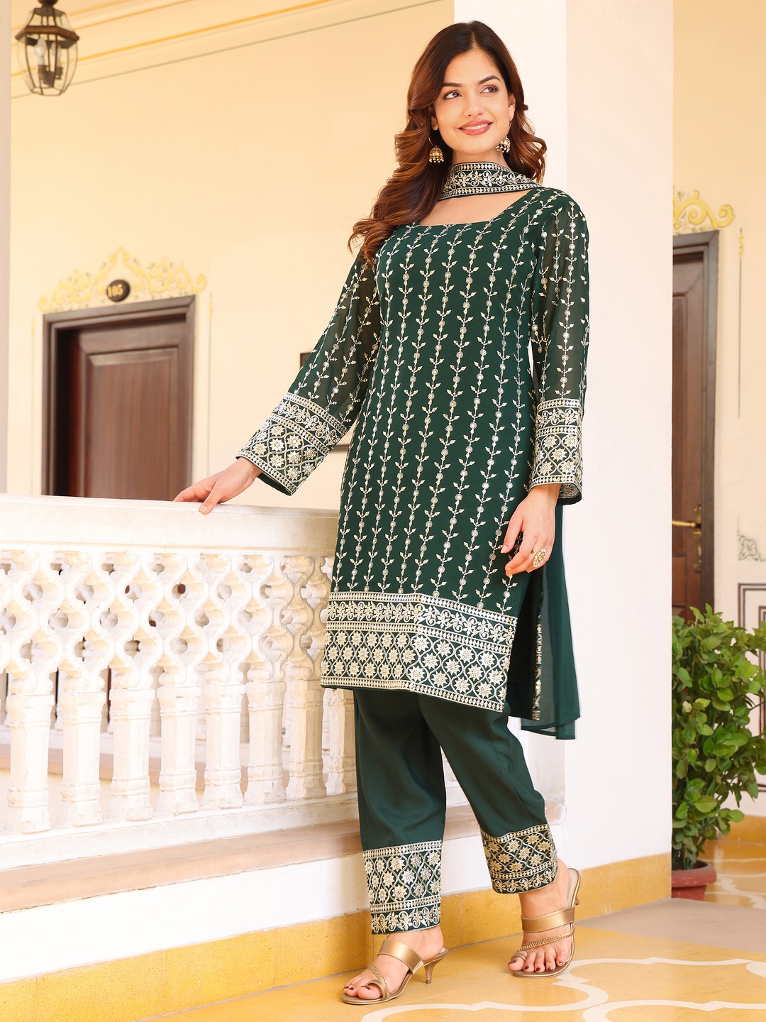 KALINI Women Embroidered Regular Thread Work Kurti with Pyjamas & With Dupatta, Green
KALINI Women Embroidered Regular Thread Work Kurti with Pyjamas & With Dupatta, Green