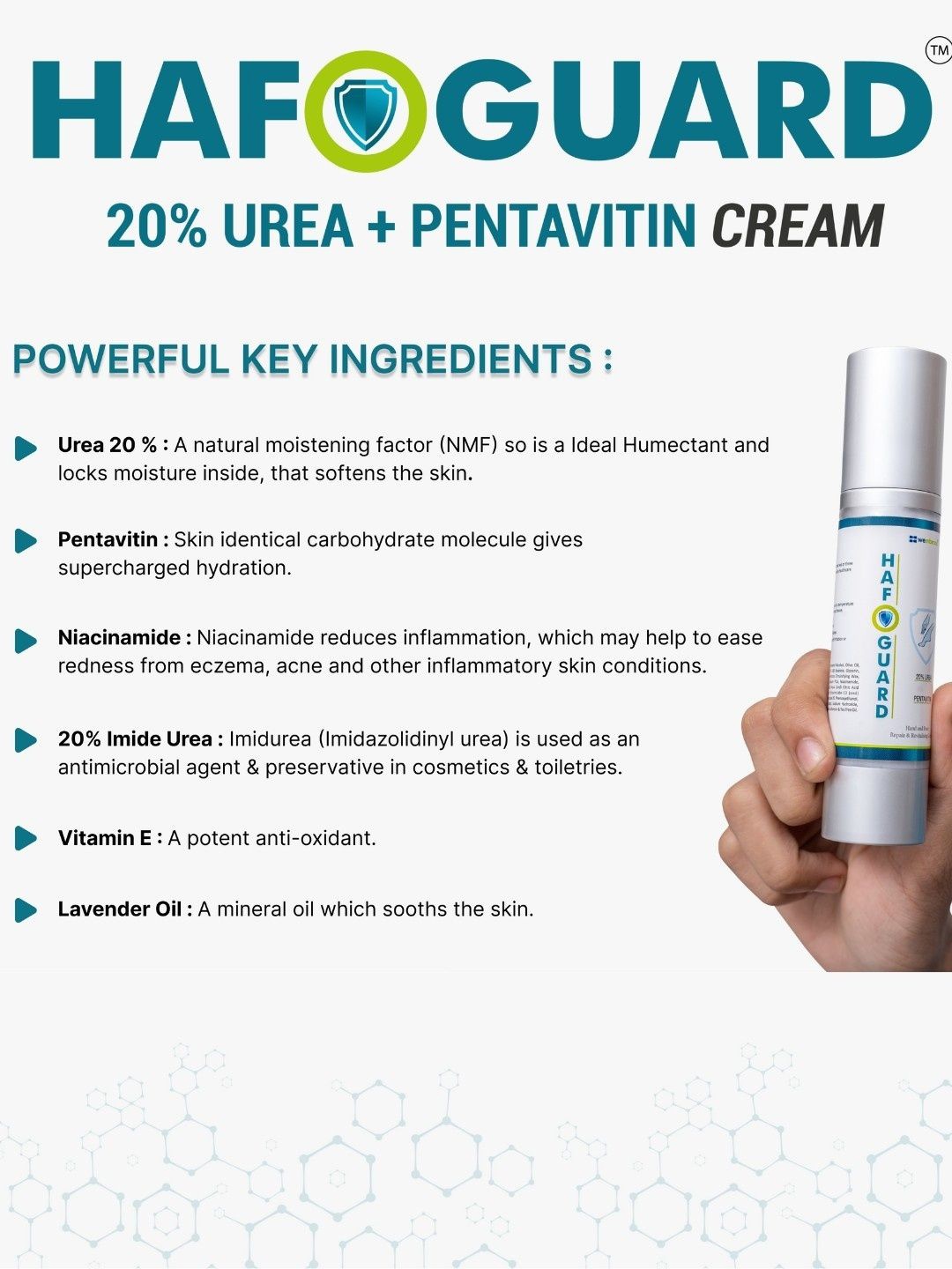 Hafoguard Hand & Foot Cream 20% Urea Pentavitin For Deep Hydration & Soothing Care - 50 ml, White
Hafoguard Hand & Foot Cream 20% Urea Pentavitin For Deep Hydration & Soothing Care - 50 ml, White