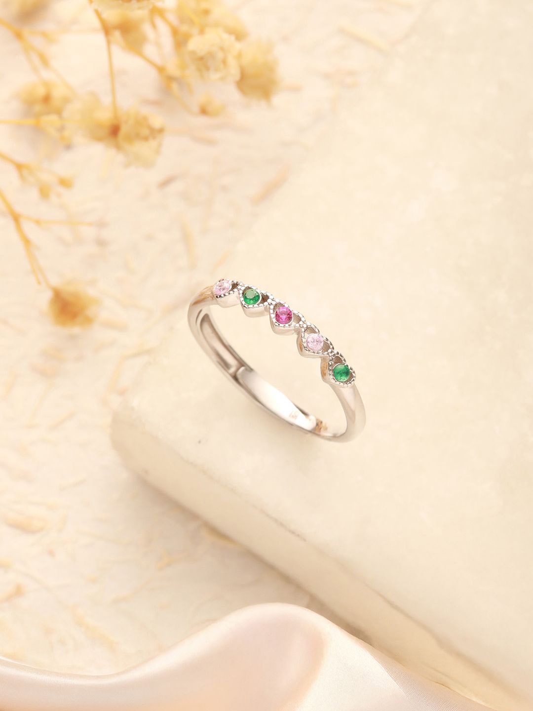 SARAF SILVERETZ 925 Sterling Silver Silver-Plated Cubic Zirconia Studded Adjustable Ring
SARAF SILVERETZ 925 Sterling Silver Silver-Plated Cubic Zirconia Studded Adjustable Ring