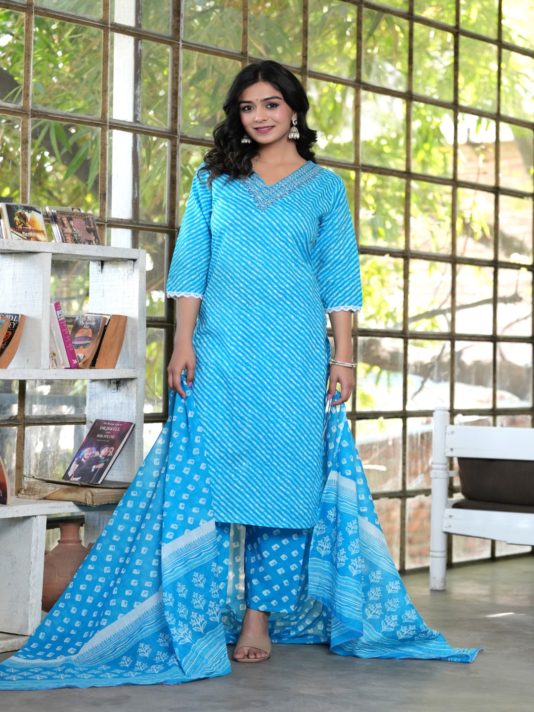 SINGNI Women Embroidered Regular Pure Cotton Kurta with Sharara & With Dupatta, Blue
SINGNI Women Embroidered Regular Pure Cotton Kurta with Sharara & With Dupatta, Blue