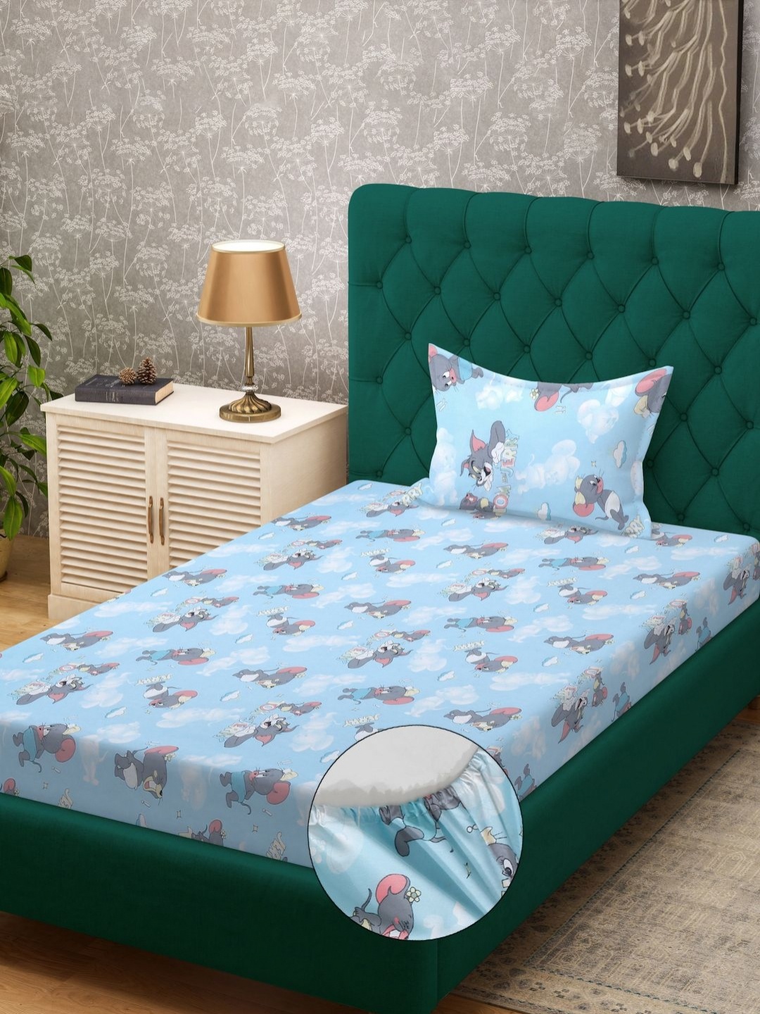 Myntra Elegant Homes Blue & Grey Cartoon Characters 400 TC Single Bedsheet with 1 Pillow Covers
Myntra Elegant Homes Blue & Grey Cartoon Characters 400 TC Single Bedsheet with 1 Pillow Covers