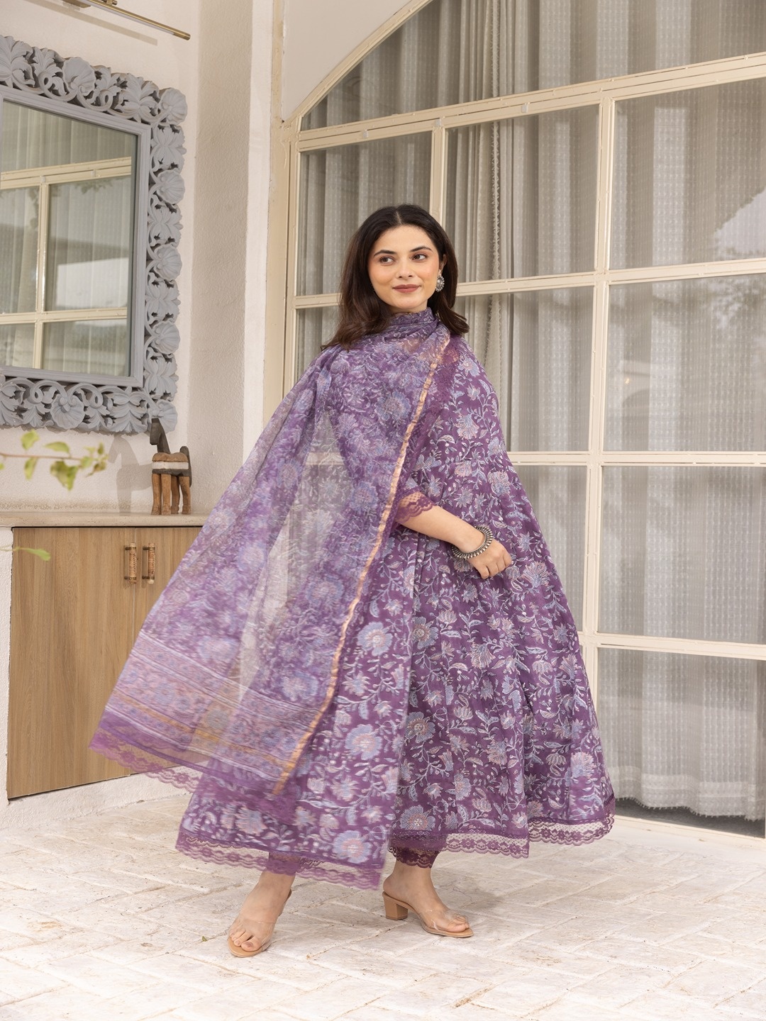 ASRUMO Women Floral Printed Regular Aari Work Pure Cotton Kurta with Trousers & With Dupatta, Purple
ASRUMO Women Floral Printed Regular Aari Work Pure Cotton Kurta with Trousers & With Dupatta, Purple