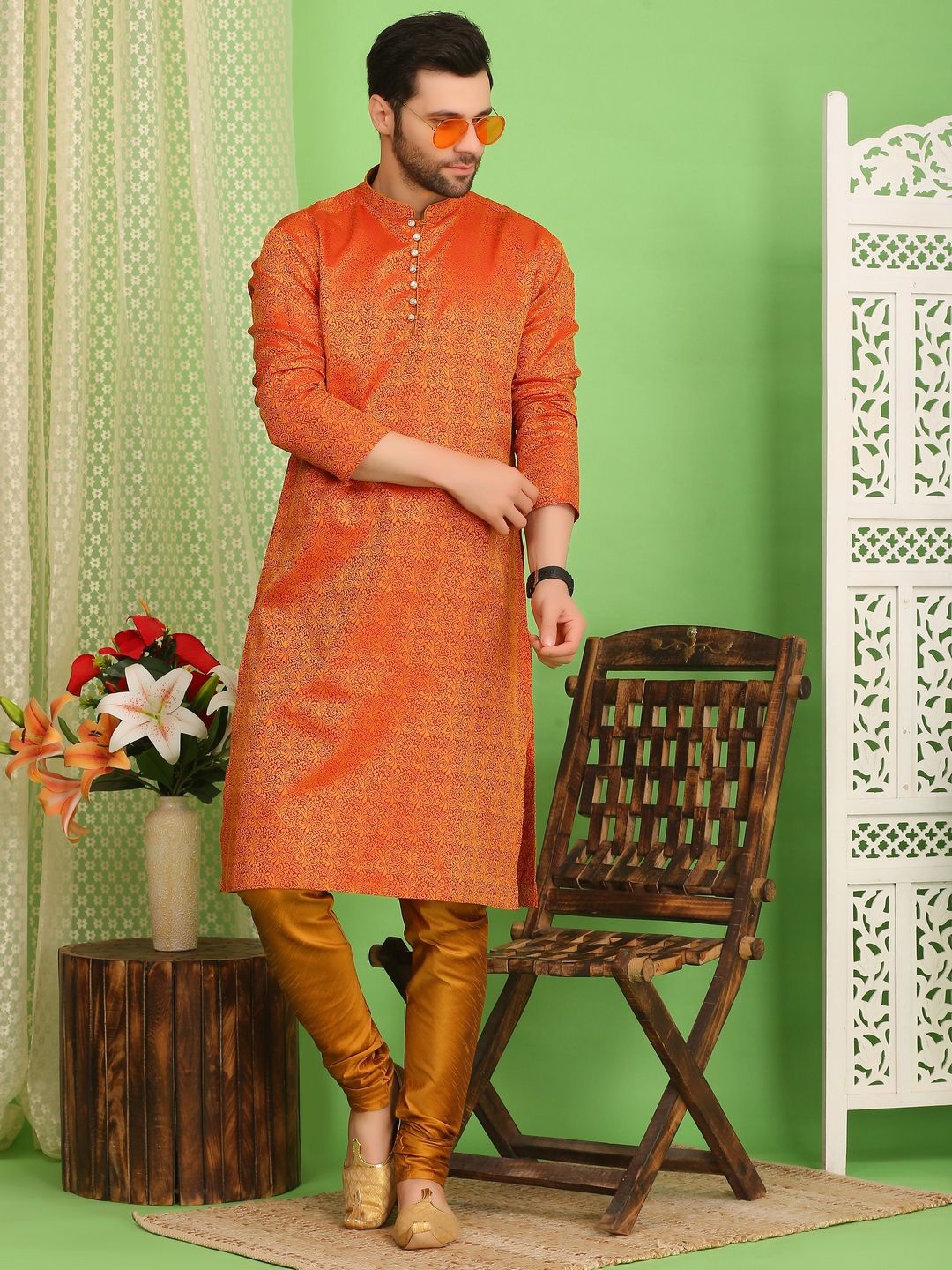 Sydney Heights Floral Woven Design Mandarin Collar Straight Kurta With Churidar, Orange
Sydney Heights Floral Woven Design Mandarin Collar Straight Kurta With Churidar, Orange