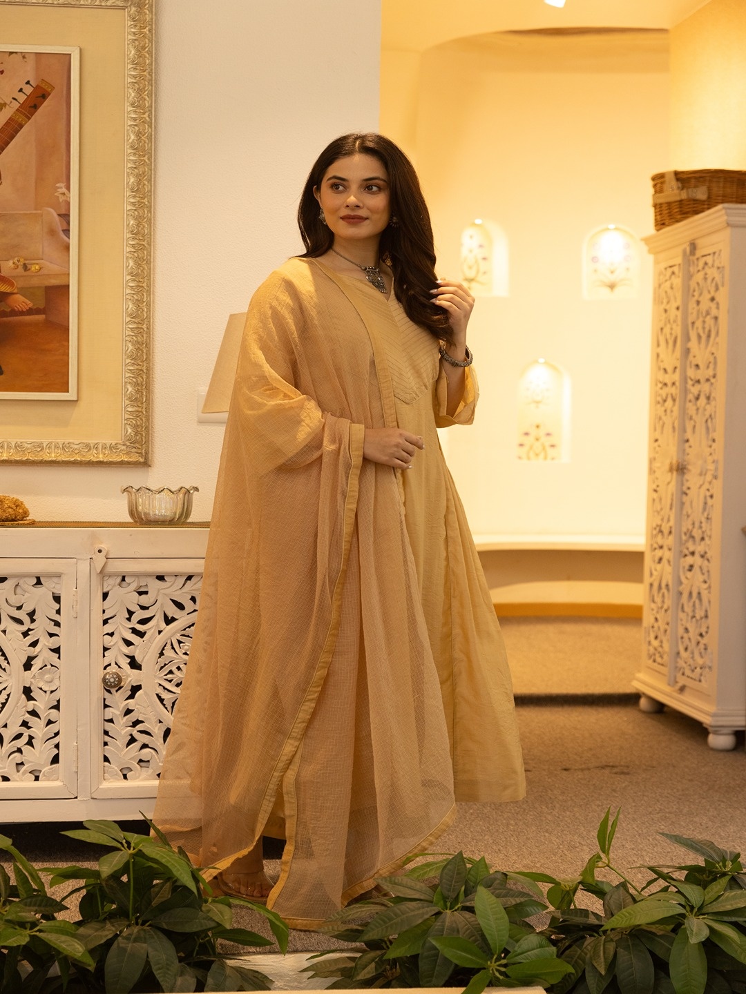 ASRUMO Women Embroidered Regular Thread Work Kurta with Trousers & With Dupatta, Yellow
ASRUMO Women Embroidered Regular Thread Work Kurta with Trousers & With Dupatta, Yellow