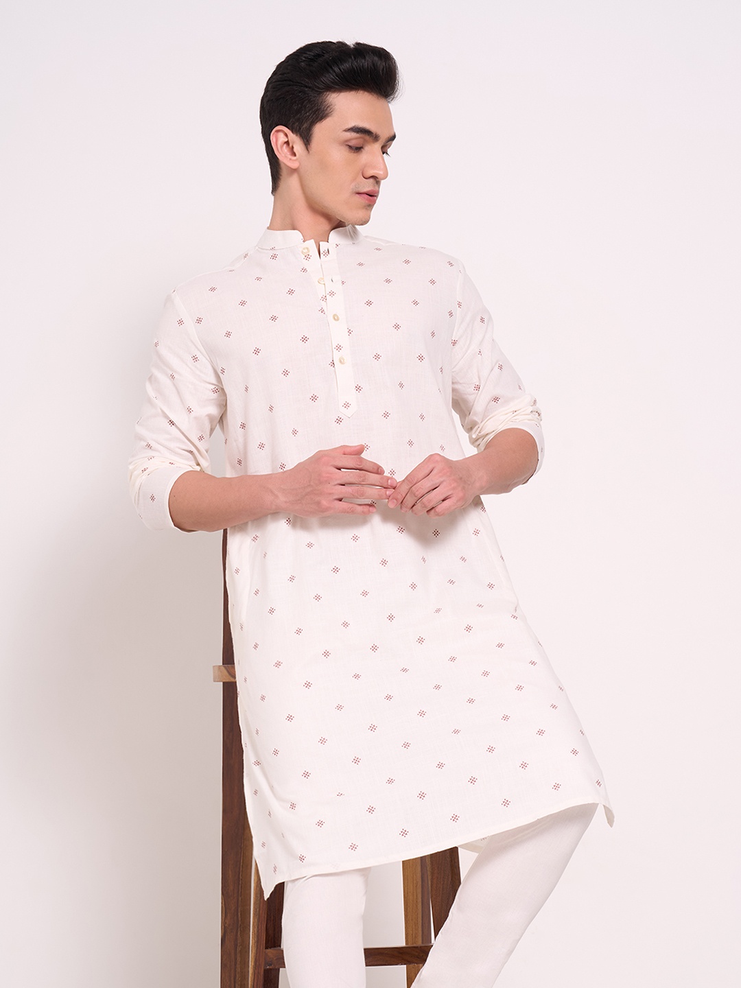 indus route by Pantaloons Men Quirky Printed Thread Work Dobby Anarkali Kurta, Off white
indus route by Pantaloons Men Quirky Printed Thread Work Dobby Anarkali Kurta, Off white