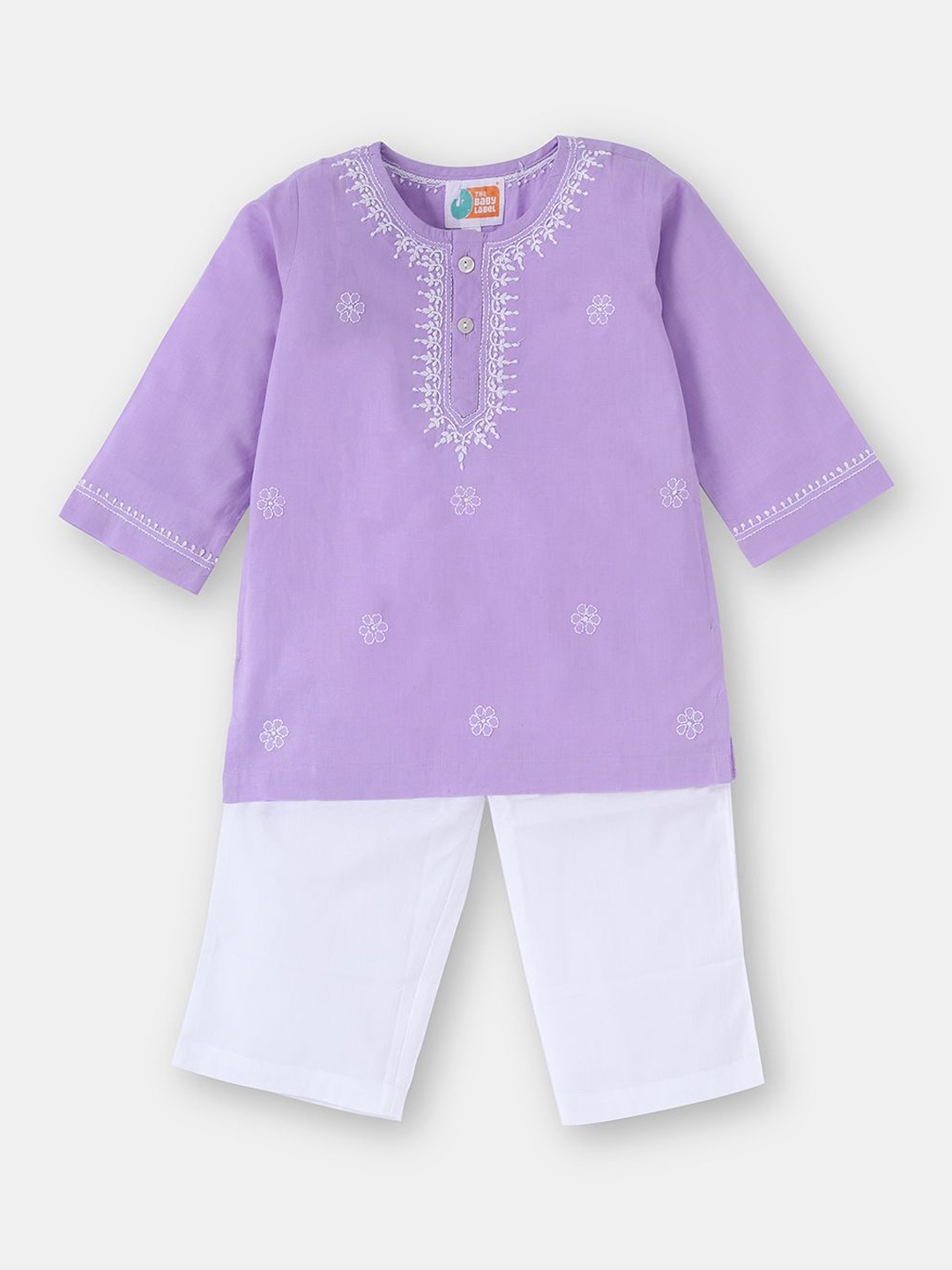 THE BABY LABEL Unisex Kids Floral Embroidered Regular Pure Cotton Kurta with Pyjamas, Purple
THE BABY LABEL Unisex Kids Floral Embroidered Regular Pure Cotton Kurta with Pyjamas, Purple
