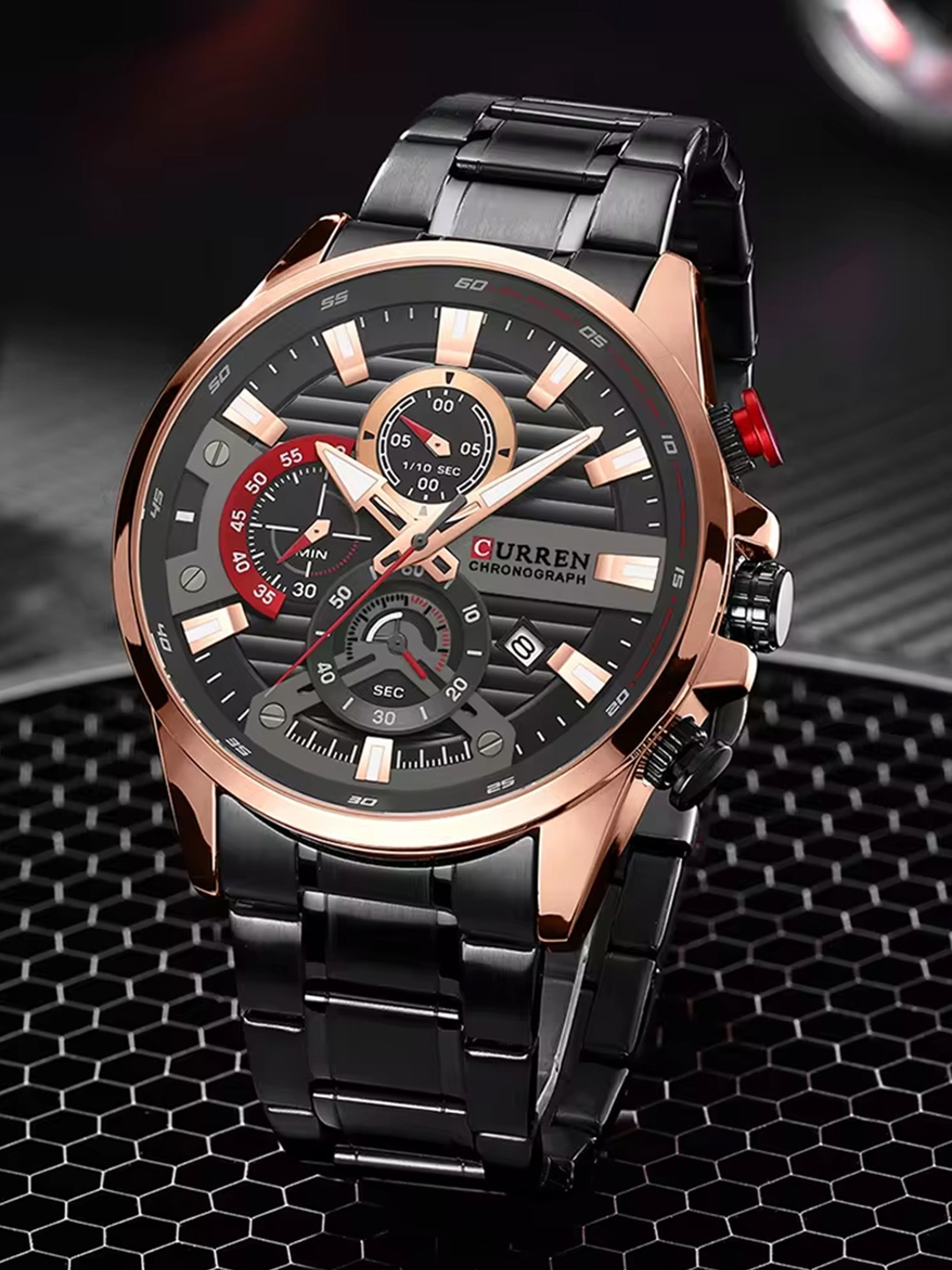 Curren Men Brass Dial & Stainless Steel Bracelet Style Straps Analogue Watch CR-8415-Black RG
Curren Men Brass Dial & Stainless Steel Bracelet Style Straps Analogue Watch CR-8415-Black RG
