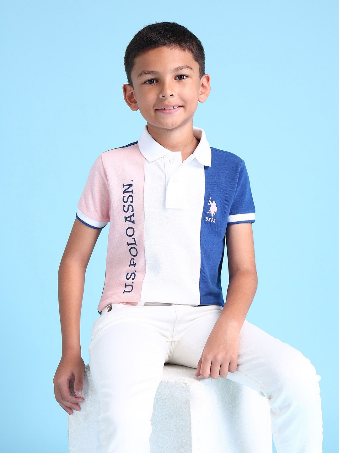 U.S. Polo Assn. Kids Boys Pique Brand Logo Colourblocked Polo Pure Cotton T-shirt, Pink
U.S. Polo Assn. Kids Boys Pique Brand Logo Colourblocked Polo Pure Cotton T-shirt, Pink