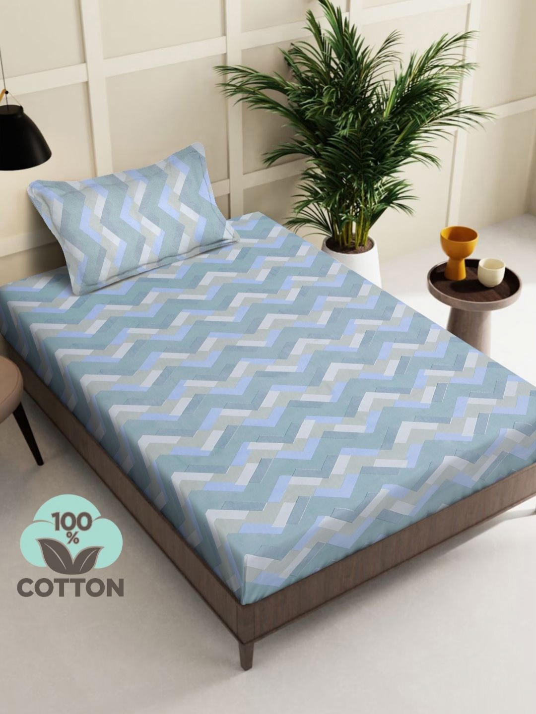 Myntra Elegant Homes Blue & Grey Geometric 400 TC Single Bedsheet with 1 Pillow Covers
Myntra Elegant Homes Blue & Grey Geometric 400 TC Single Bedsheet with 1 Pillow Covers