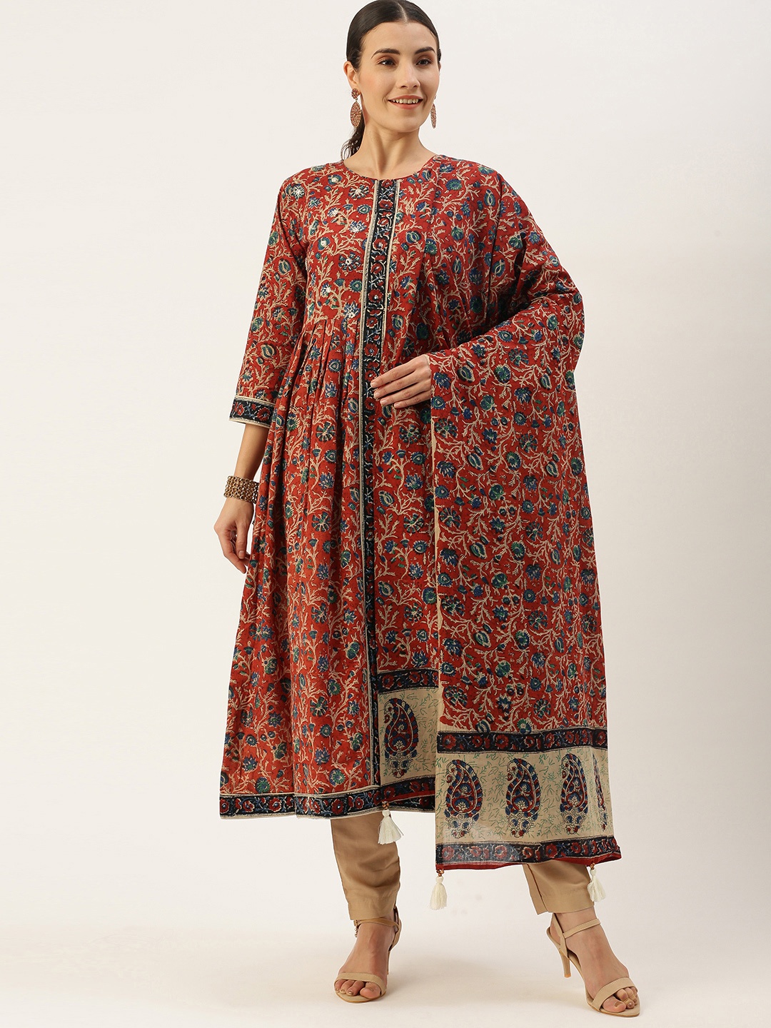 Fourleaf Women Floral Printed Regular Pure Cotton Kurta with Trousers & With Dupatta, Red
Fourleaf Women Floral Printed Regular Pure Cotton Kurta with Trousers & With Dupatta, Red
