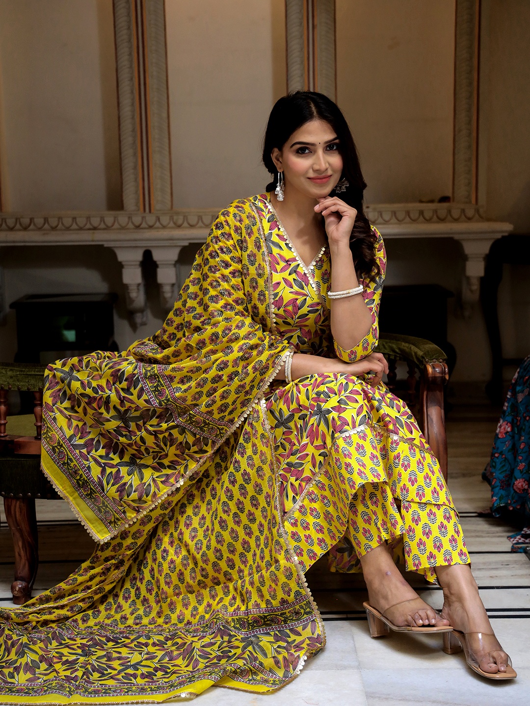 ELVISH JAIPUR Women Ethnic Motifs Printed Regular Pure Cotton Kurta with Palazzos & With Dupatta, Yellow
ELVISH JAIPUR Women Ethnic Motifs Printed Regular Pure Cotton Kurta with Palazzos & With Dupatta, Yellow