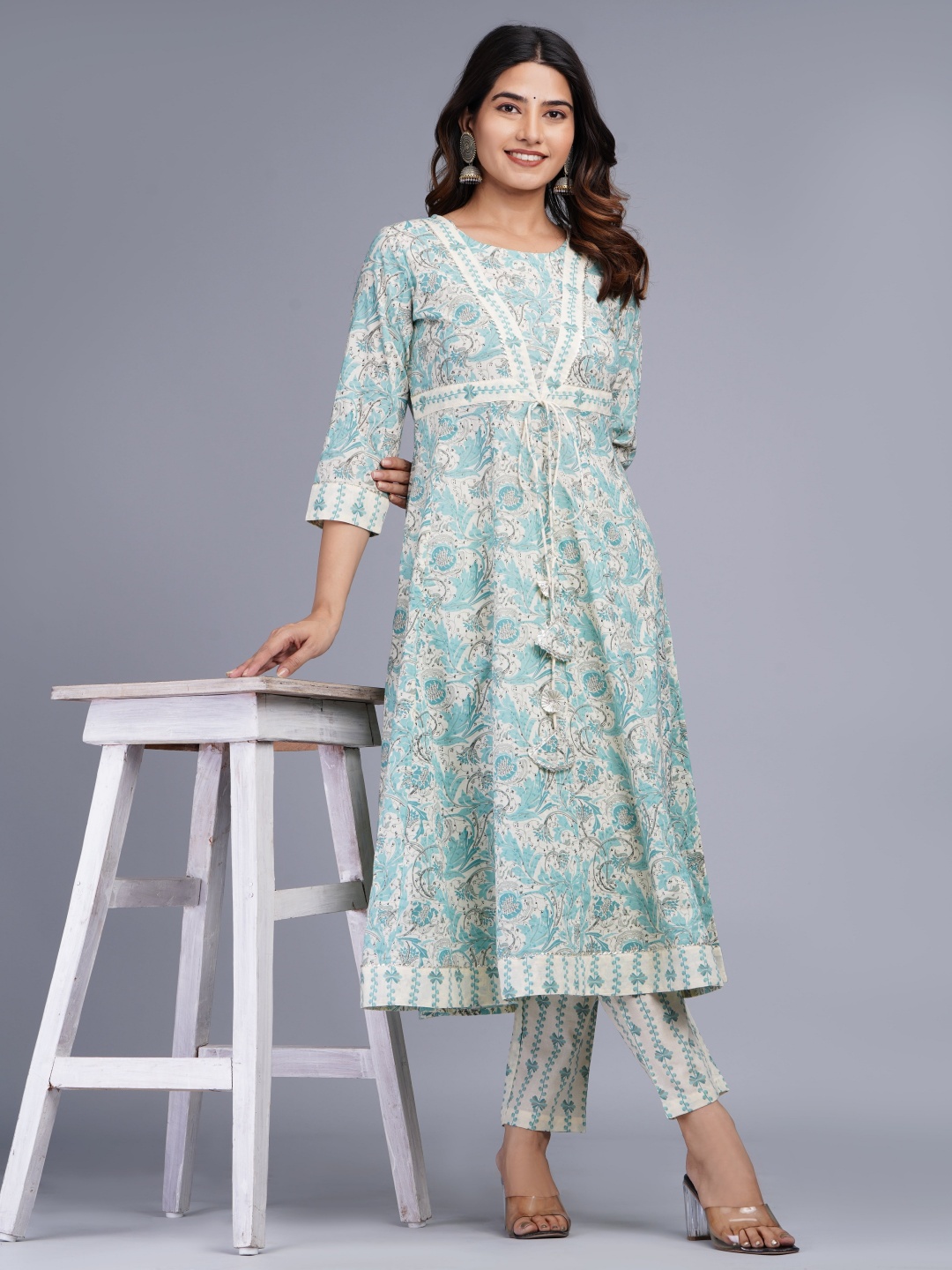 Moda Rapido Women Ethnic Motifs Printed Regular Pure Cotton Kurta with Trousers, Turquoise blue
Moda Rapido Women Ethnic Motifs Printed Regular Pure Cotton Kurta with Trousers, Turquoise blue
