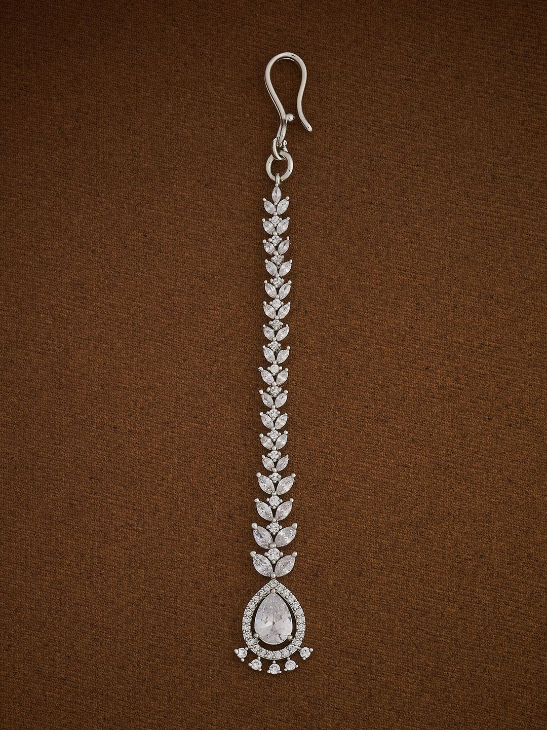 Kushal's Fashion Jewellery Rhodium-Plated Artificial Stones and Beads Studded Maang Tikka Head Jewellery, Silver
Kushal's Fashion Jewellery Rhodium-Plated Artificial Stones and Beads Studded Maang Tikka Head Jewellery, Silver