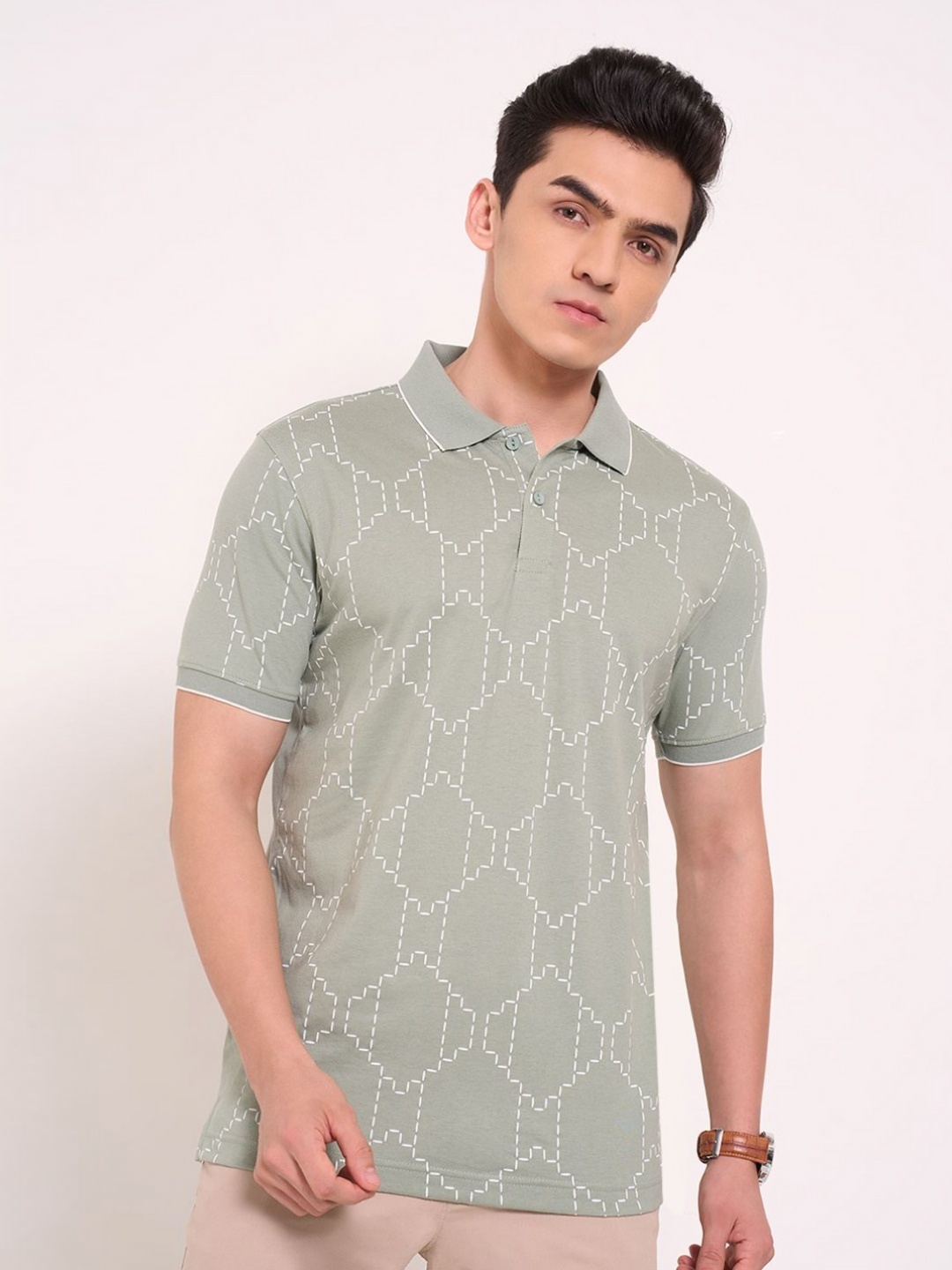 Peregrine by Pantaloons Men Printed Polo Collar Extended Sleeves Pockets T-shirt, Green
Peregrine by Pantaloons Men Printed Polo Collar Extended Sleeves Pockets T-shirt, Green