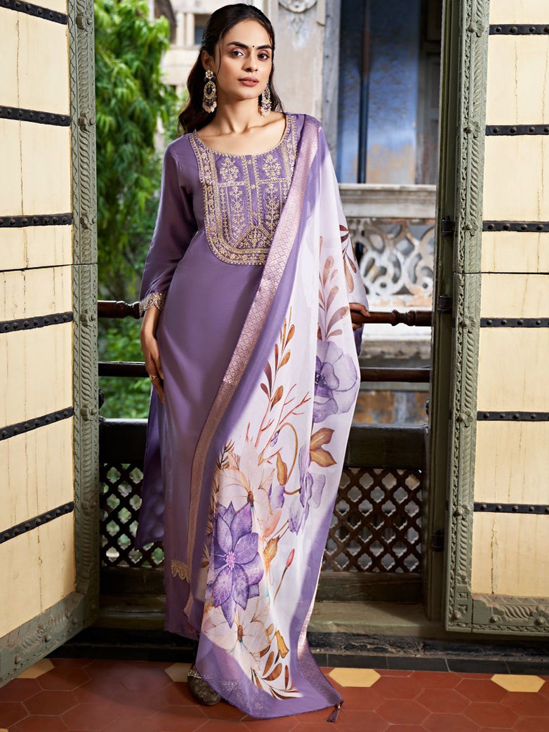 Colors of Earth Women Embroidered Regular Kurta with Trousers & With Dupatta, Purple
Colors of Earth Women Embroidered Regular Kurta with Trousers & With Dupatta, Purple