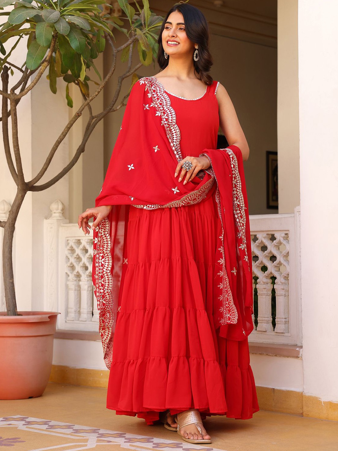 Wedani Women Ethnic Motifs Layered Thread Work Kurta with Pyjamas & With Dupatta, Red
Wedani Women Ethnic Motifs Layered Thread Work Kurta with Pyjamas & With Dupatta, Red