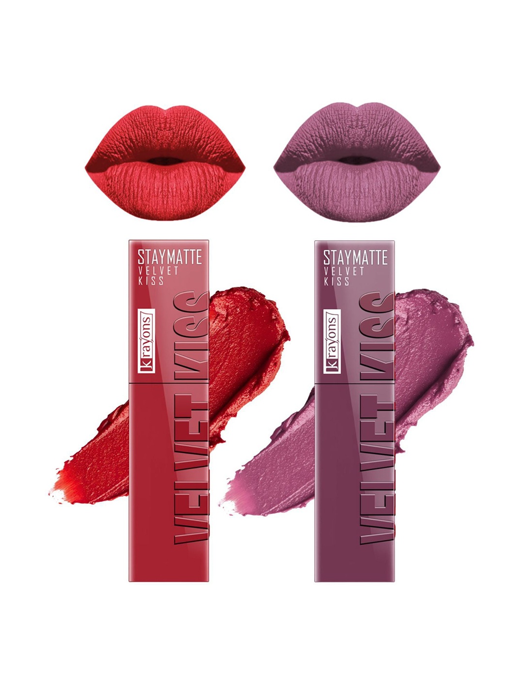 krayons Set Of 2 Velvet Kiss Non Transfer Liquid Matte Lipstick - 3.5 ml Each, Pink
krayons Set Of 2 Velvet Kiss Non Transfer Liquid Matte Lipstick - 3.5 ml Each, Pink